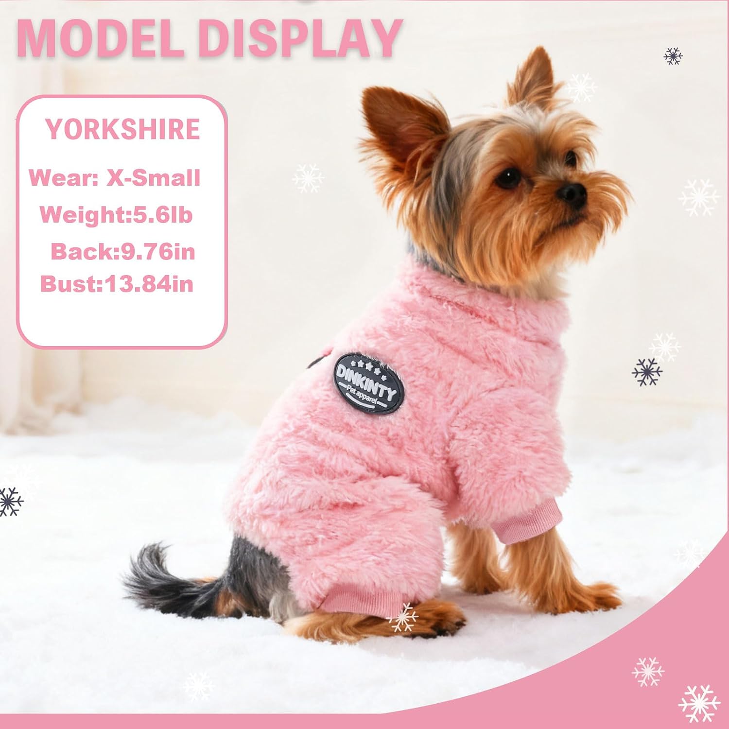 Dog Clothes for Small Dogs Fleece Dog Pajamas Winter Warm Thermal Soft Puppy Pjs Coat Stretchy Jumpsuit Doggie Pet Sweater Outfits Cat Apparel (Pink, X-Small)
