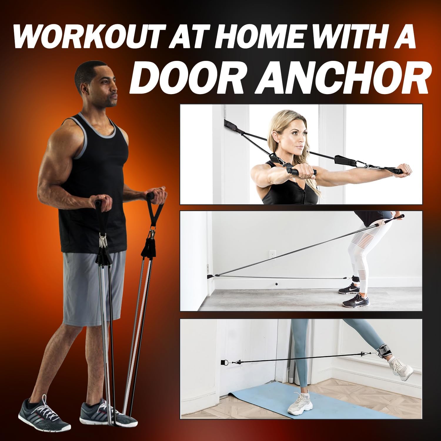 WHATAFIT Resistance Bands with Handles, 5-Level Exercise Bands for Workout