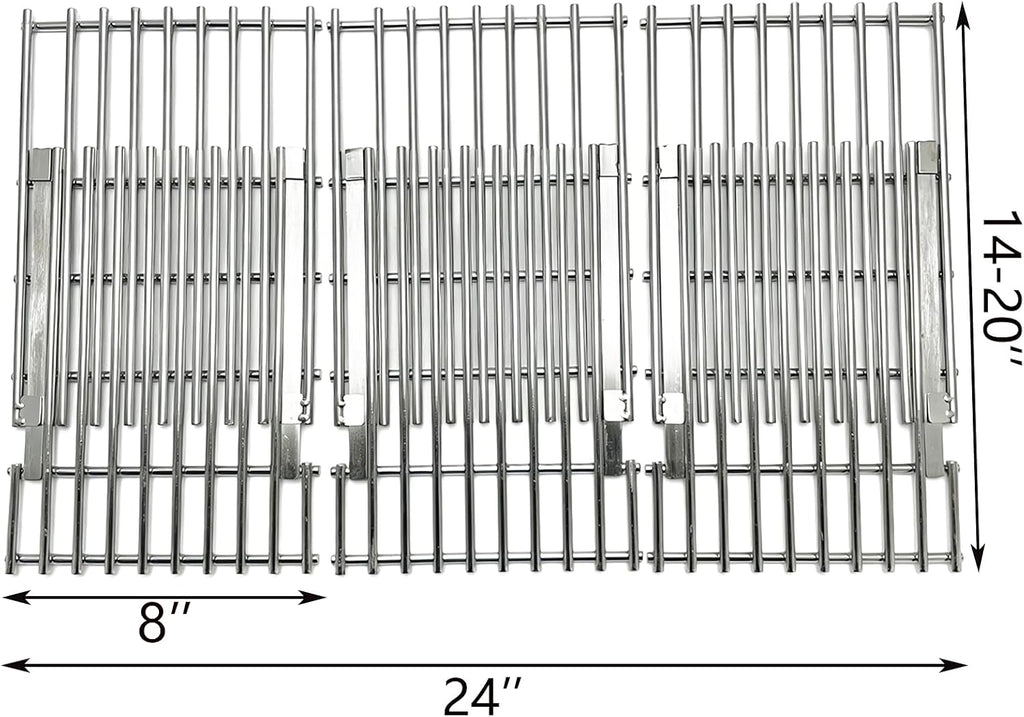 Stainless Cooking Grill Grates Replacement Adjustable Universal Extends from 14" to 20" Long, 8" Wide Each Adjust Expandable Cooking Grill Grids (3pack)