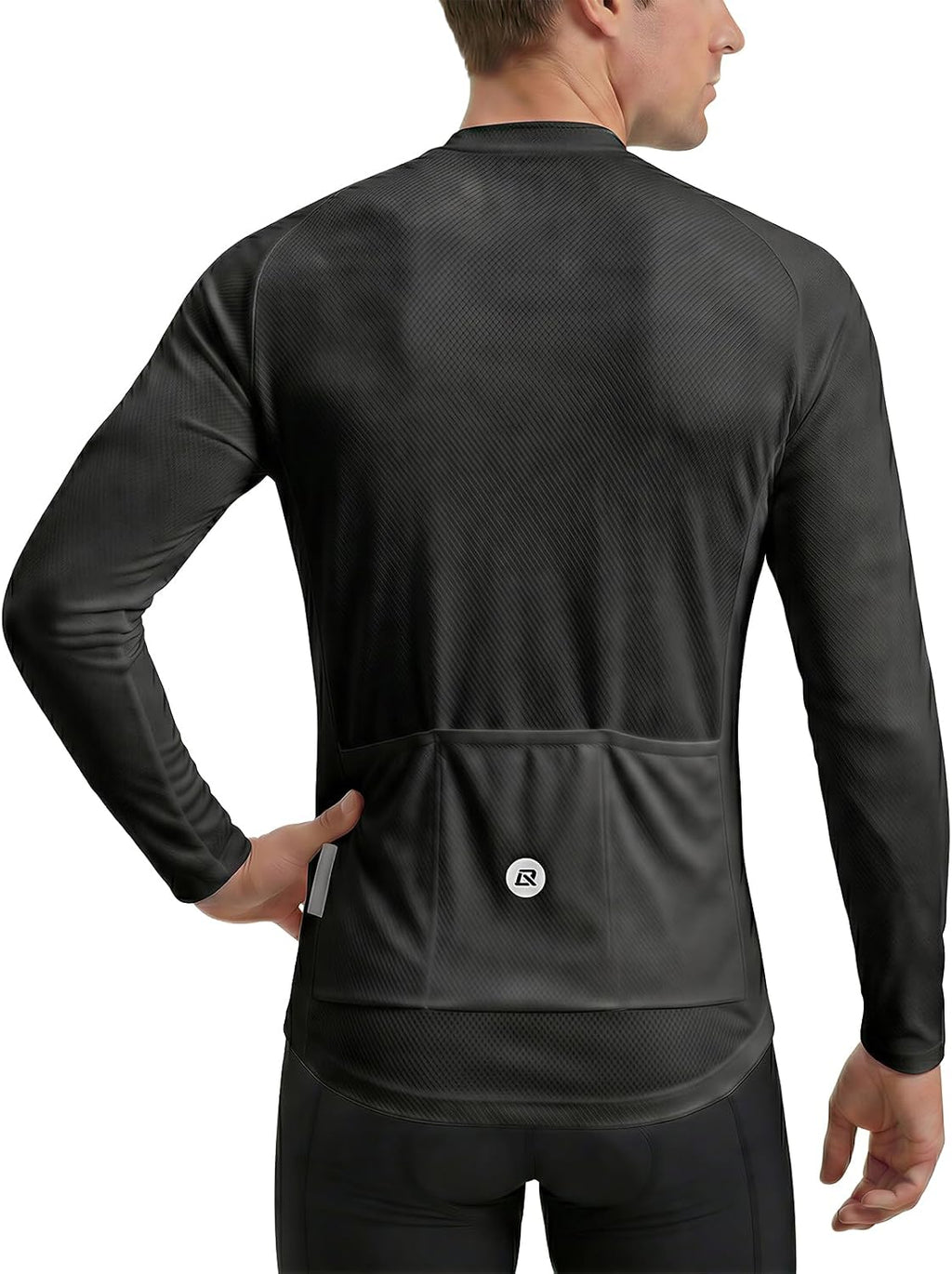 ROCKBROS Men's Long Sleeve Cycling Jersey Breathable Lightweight Bike Shirt Moisture Wicking Reflective 3 Pockets Half Zip