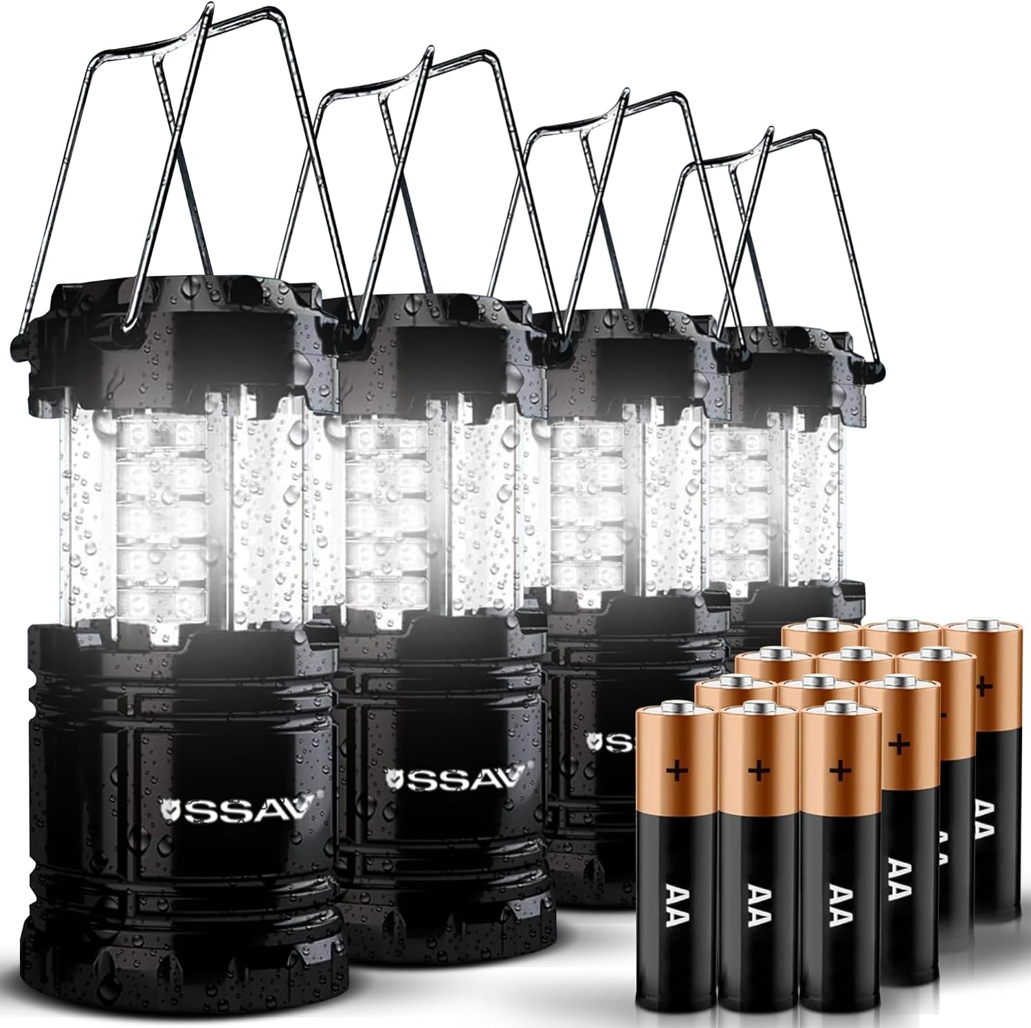 SSAV Battery Powered LED Lanterns (Batteries Included) (3 Pack)