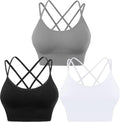 Women's Cross Back Sport Bras, Padded Strappy Seamless Low Impact 3-5 Pack