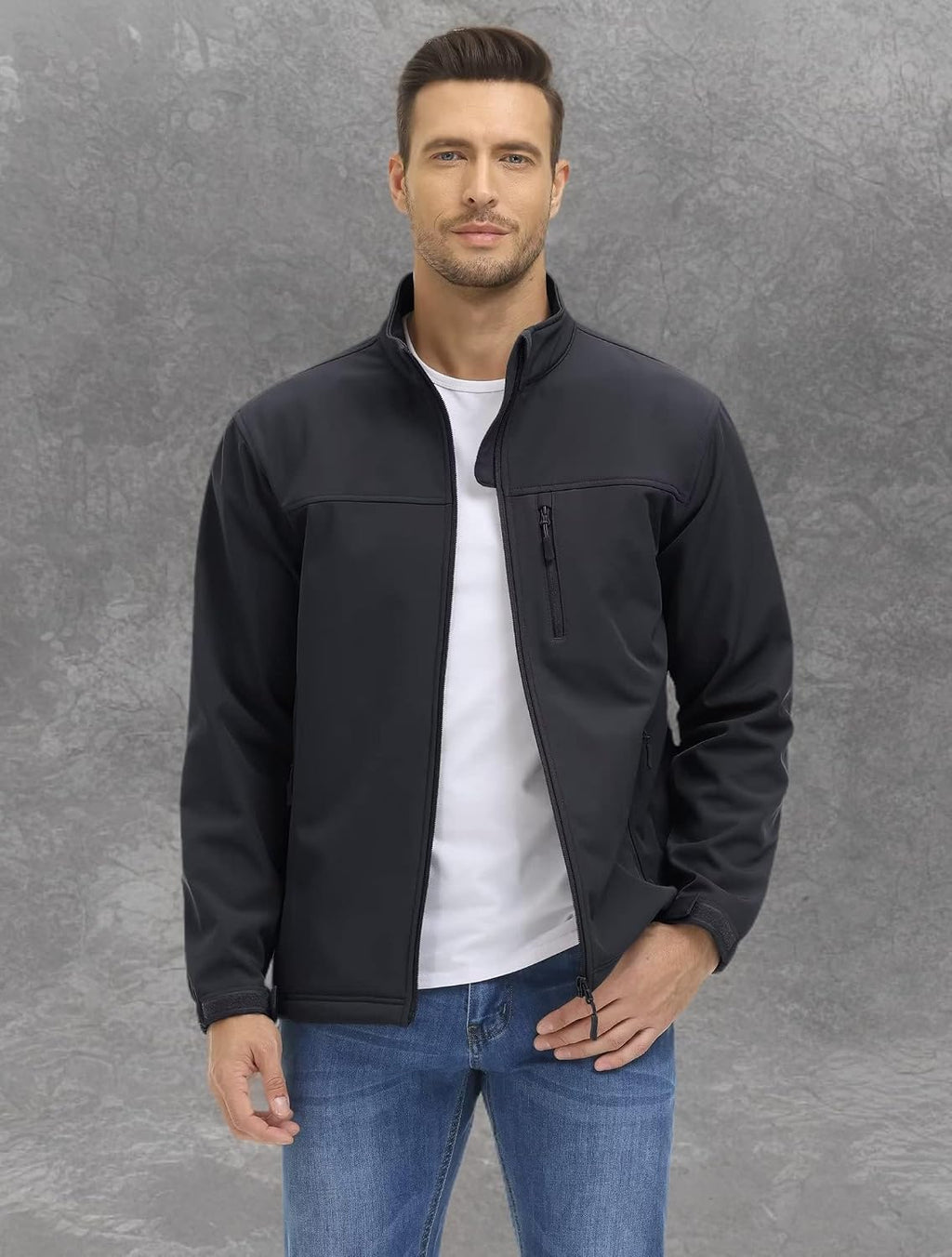 MAGCOMSEN Mens Lightweight Softshell Jacket Fleece Tactical Waterproof Coat