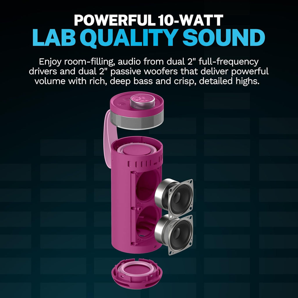 JLab, Go Party, Portable Bluetooth Speaker, Waterproof, RGB Lighting, LabSync, Mulberry