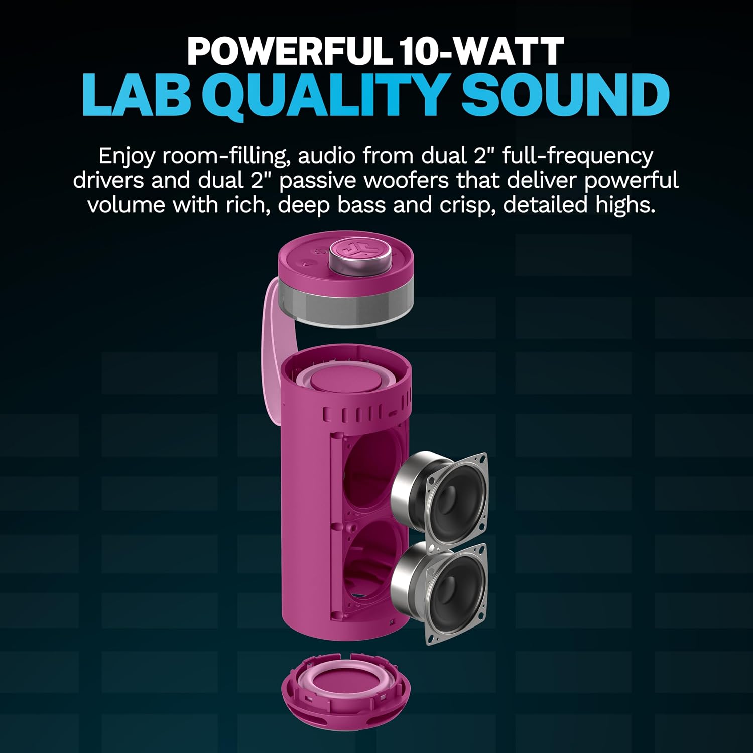 JLab, Go Party, Portable Bluetooth Speaker, Waterproof, RGB Lighting, LabSync, Mulberry