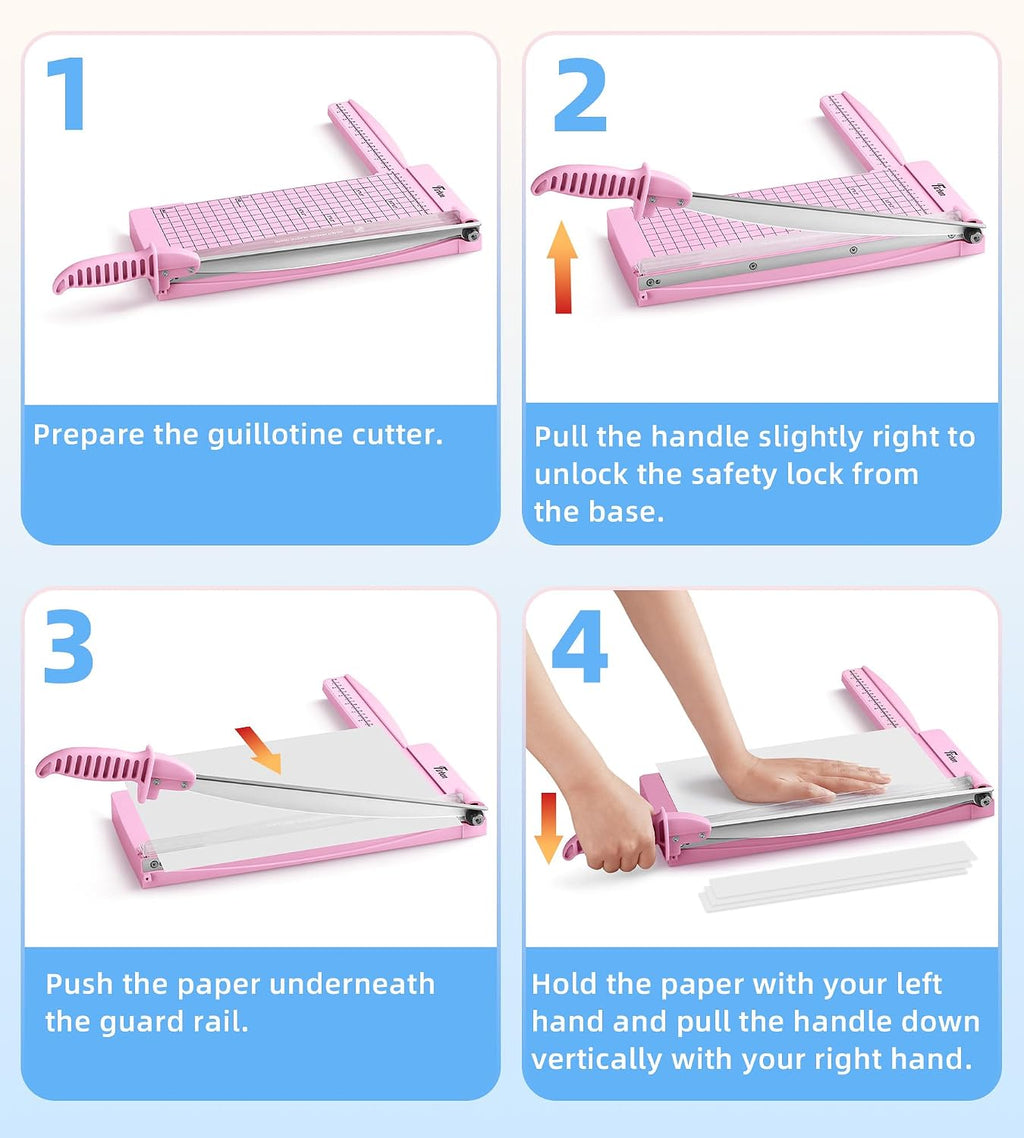 Firbon 12" Guillotine Paper Cutter with Hidden Ruler, Compact Paper Trimmer