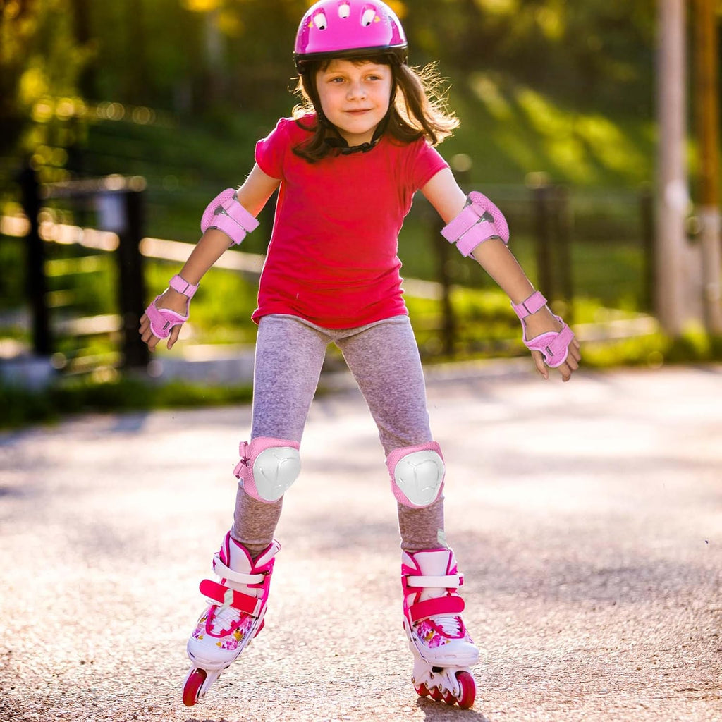 Kids/Youth Knee Pads Elbow Pads for 3-14Years Boys Girls 6 in 1 Kids Protective Gear Set Adjustable for Skating Cycling Bike Rollerblading Scooter Roller Skates