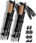 Trekking Poles for Hiking - Collapsible Lightweight 7075 Aluminum Hiking Poles (9.5 oz), Cork Grip Tri-Fold Walking Sticks for Seniors, Men & Women, Adjustable 43-53" (Set of 2)
