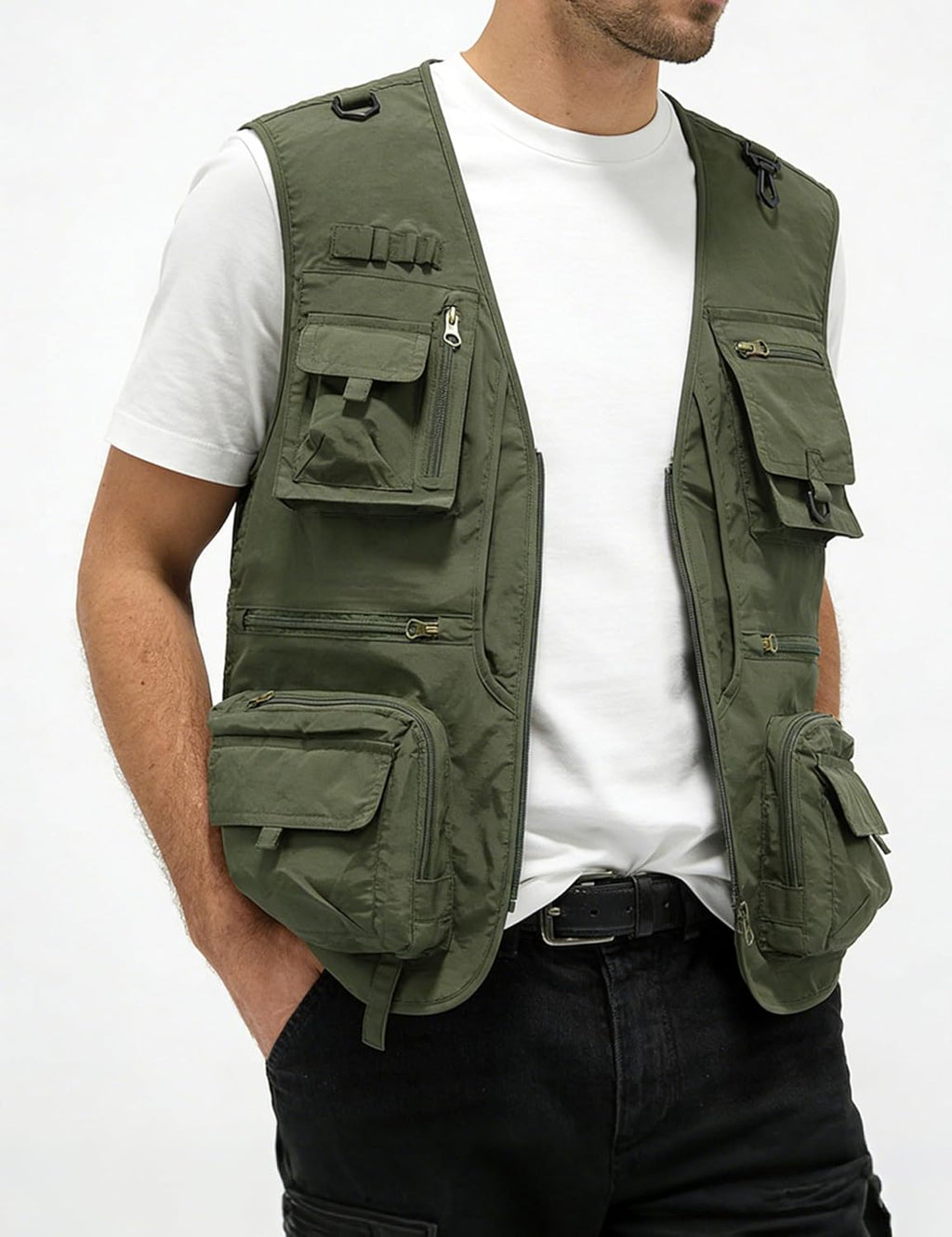 Men's Lightweight Mesh Fishing Vest Utility Outdoor Multi-Pocket Hunting Cargo Vest