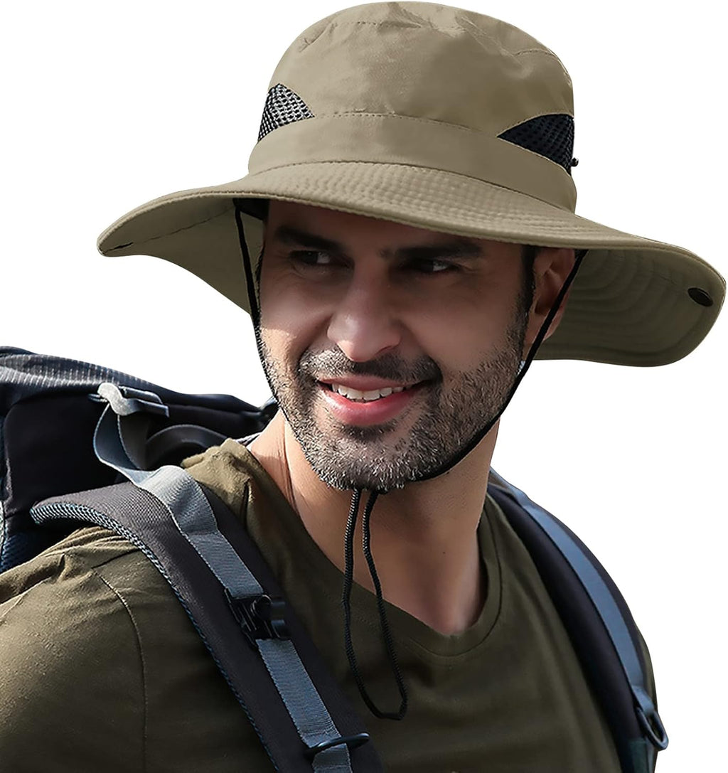 Sun Hats for Men Women UPF 50+ Wide Brim Bucket Hat Waterproof Packable Cowboy Hat for Fishing Beach Safari Gardening Golf