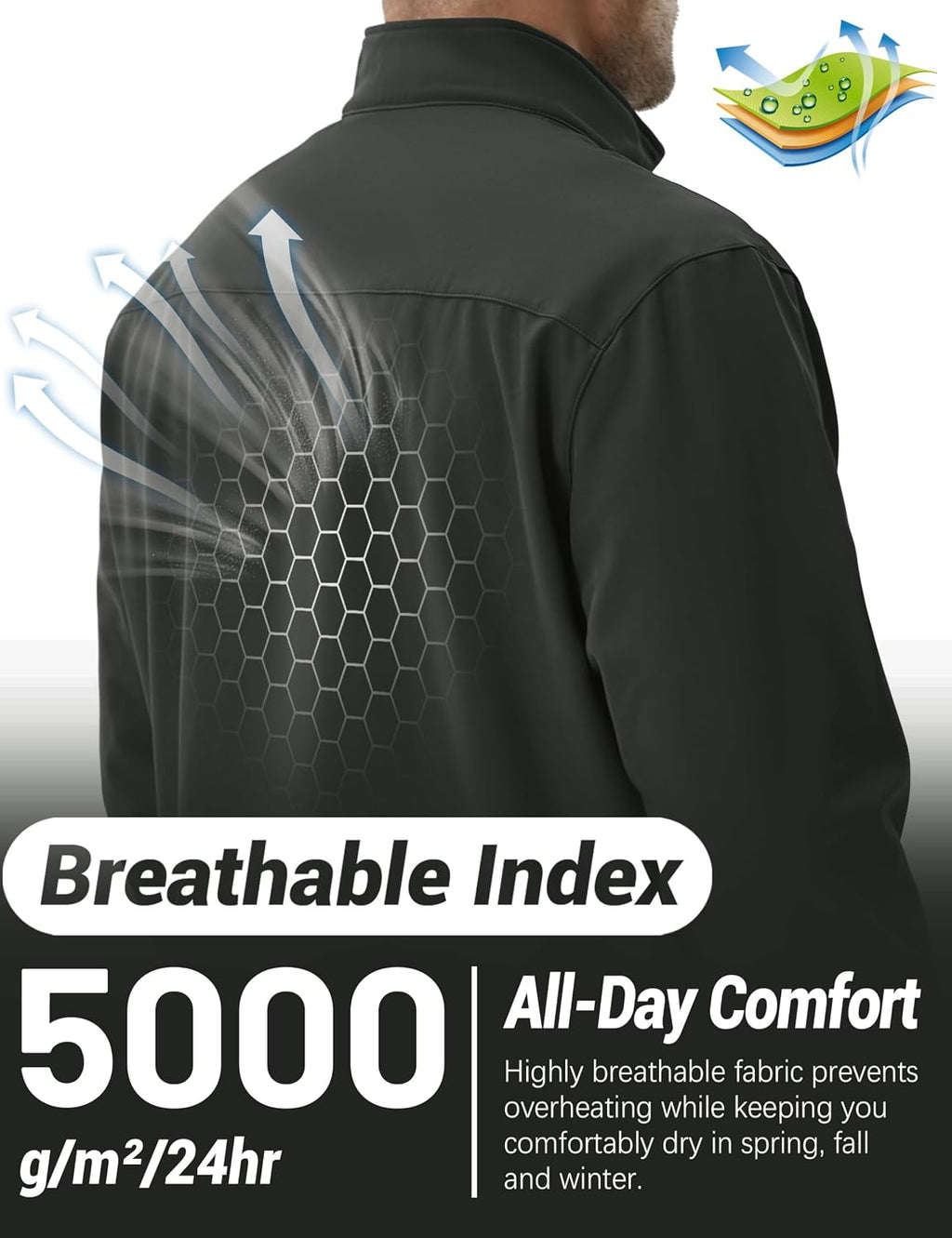 TACVASEN Men's Lightweight Softshell Waterproof Fleece Windbreaker Jacket