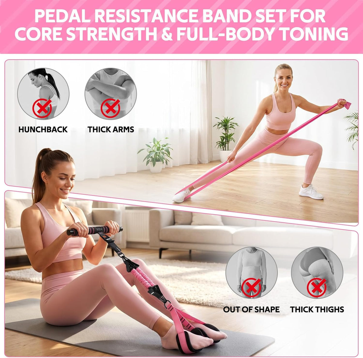 2026 Upgraded Pedal Resistance Bands with Handles