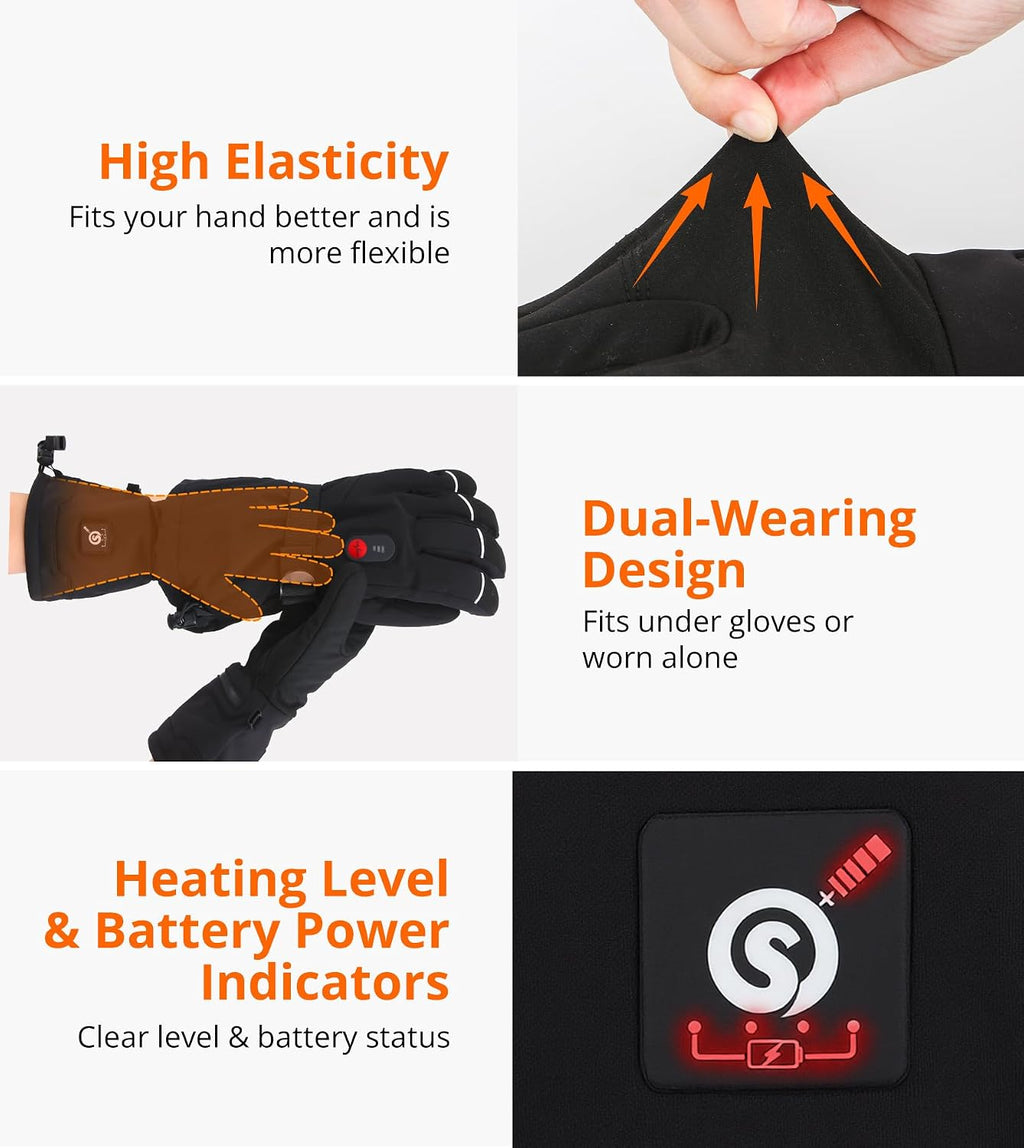 Heated Glove Liners for Women Men - Thin Rechargeable, Touchscreen Compatible, Long-Lasting Warmth for Winter Sports Indoor Outdoor Use