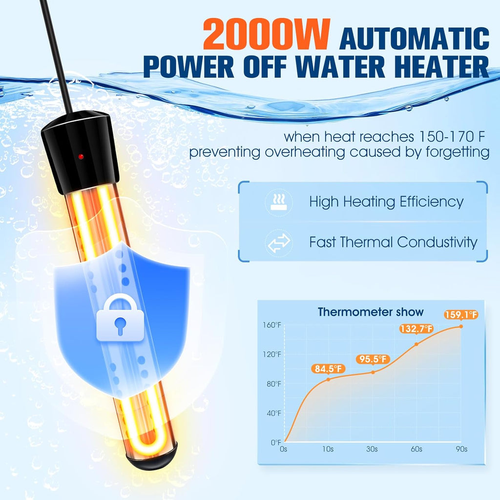 Portable Shower with 2000W Heater 6000Mah Portable Heated Shower
