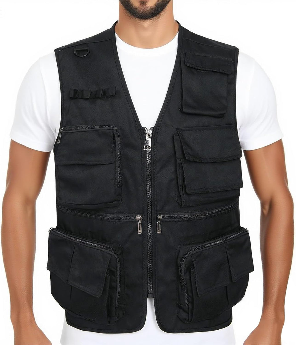 Men’s Fishing Vest Summer Outdoor Work Safari Travel Photo Vest with Multi Pockets
