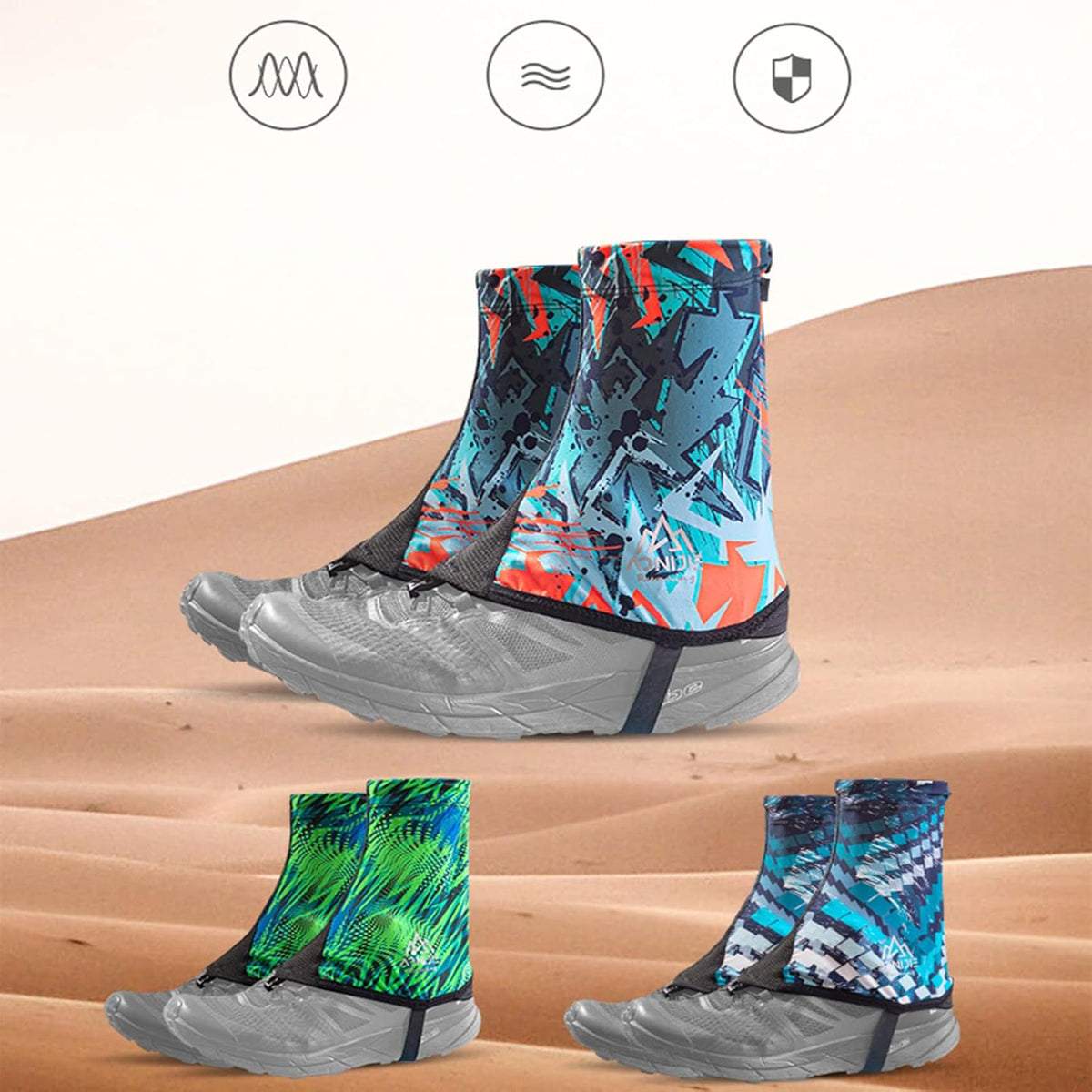 AONIJIE Low Trail Gaiters Ankle Protective Reflective Shoe Covers Sun Shielding Breathable Sand Prevention for Triathlon Hiking Climbing