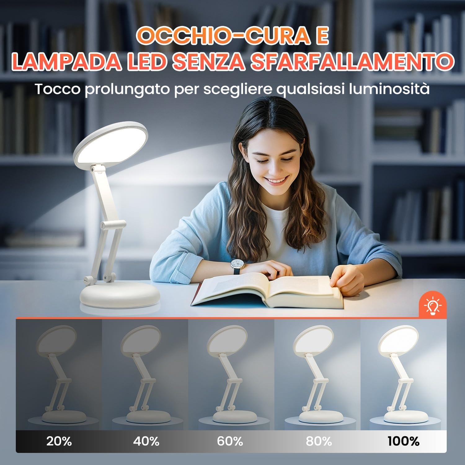Battery Battery Operated Cordless Rechargeable Lamp - 3600mAh 10 Brightness Wireless LED Desk Table Lamp, Small Mini Portable Battery Powered Light for Home Office, Reading, Nail Light