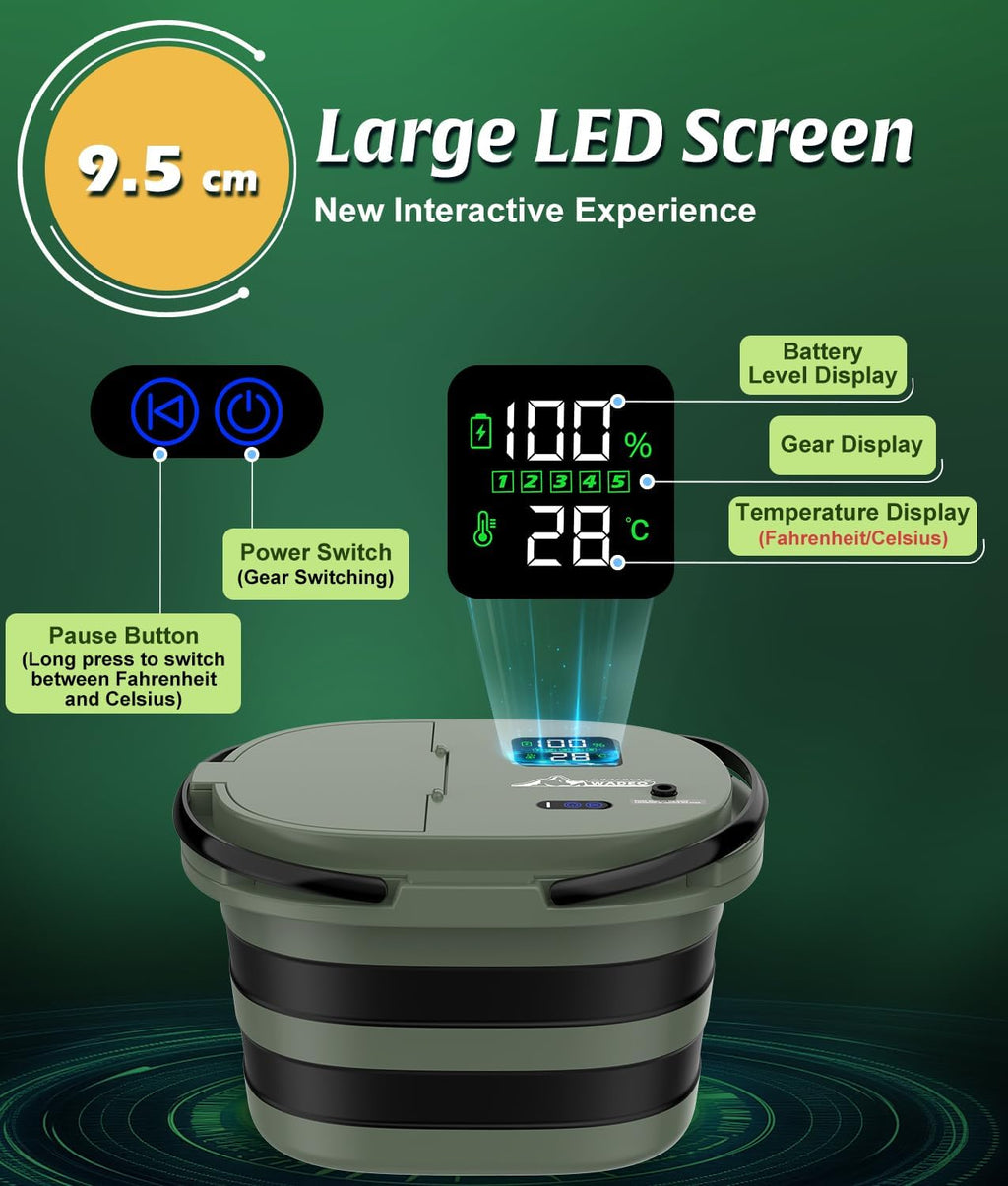 WADEO Portable Shower for Camping with 20L Bucket, 13000mAh Rechargeable
