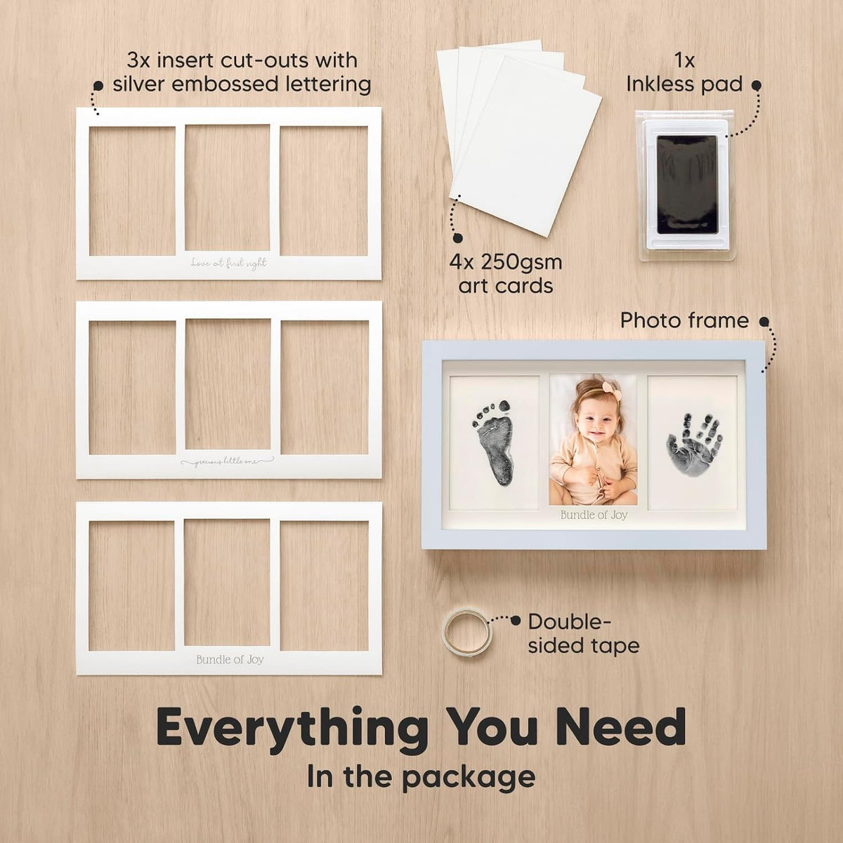 Inkless Hand and Footprint Kit, Boy Girl Newborn Keepsake (Mist Blue)