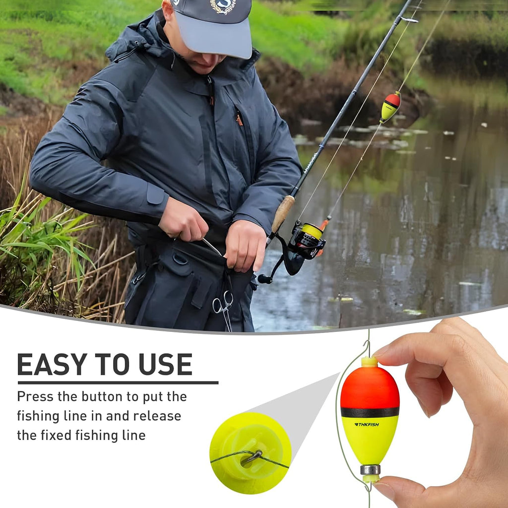 THKFISH Fishing Bobbers Floats,10 Packs Weighted Bobbers, Foam Oval Slip Bobbers for Fishing, Three Colours Crappie Bobbers, for Fishing Bluegill Crappie Panfish Bass Trout, 1in 1.5in 2in