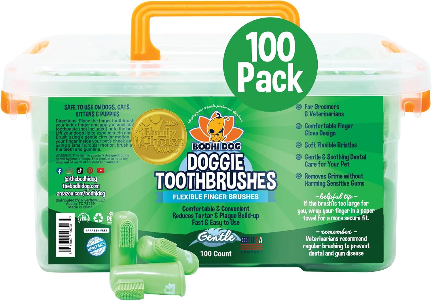 Bodhi Dog Finger Toothbrush for Dogs & Cats - Puppy Toothbrush with Soft Flexible Silicone Bristles, Gentle for Sensitive Gums, Promotes Healthy Teeth & Gums, Easy Teeth Cleaning Tool (50 Count)