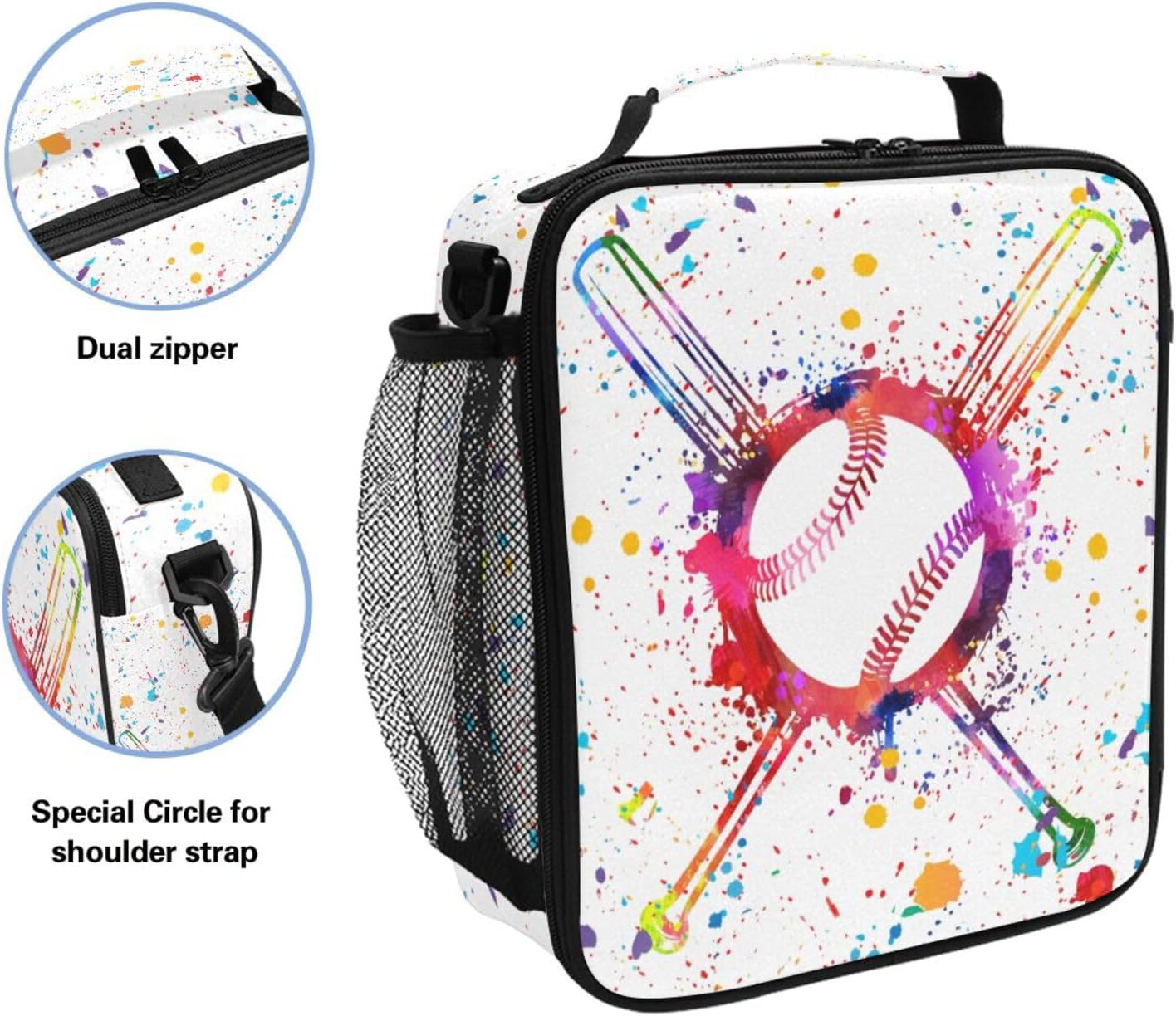 Baseballs Lunch Box Insulated Lunch Bag Cooler Tote Bag