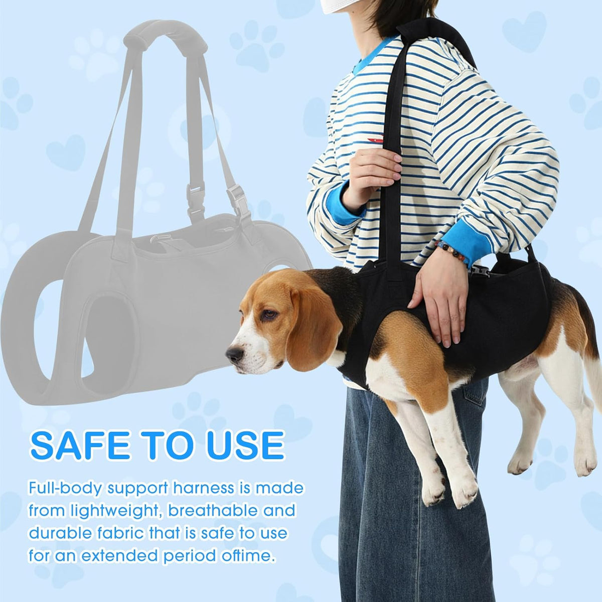 Shinylin Dog Carry Sling Emergency Backpack Dog Lift Harness, XL