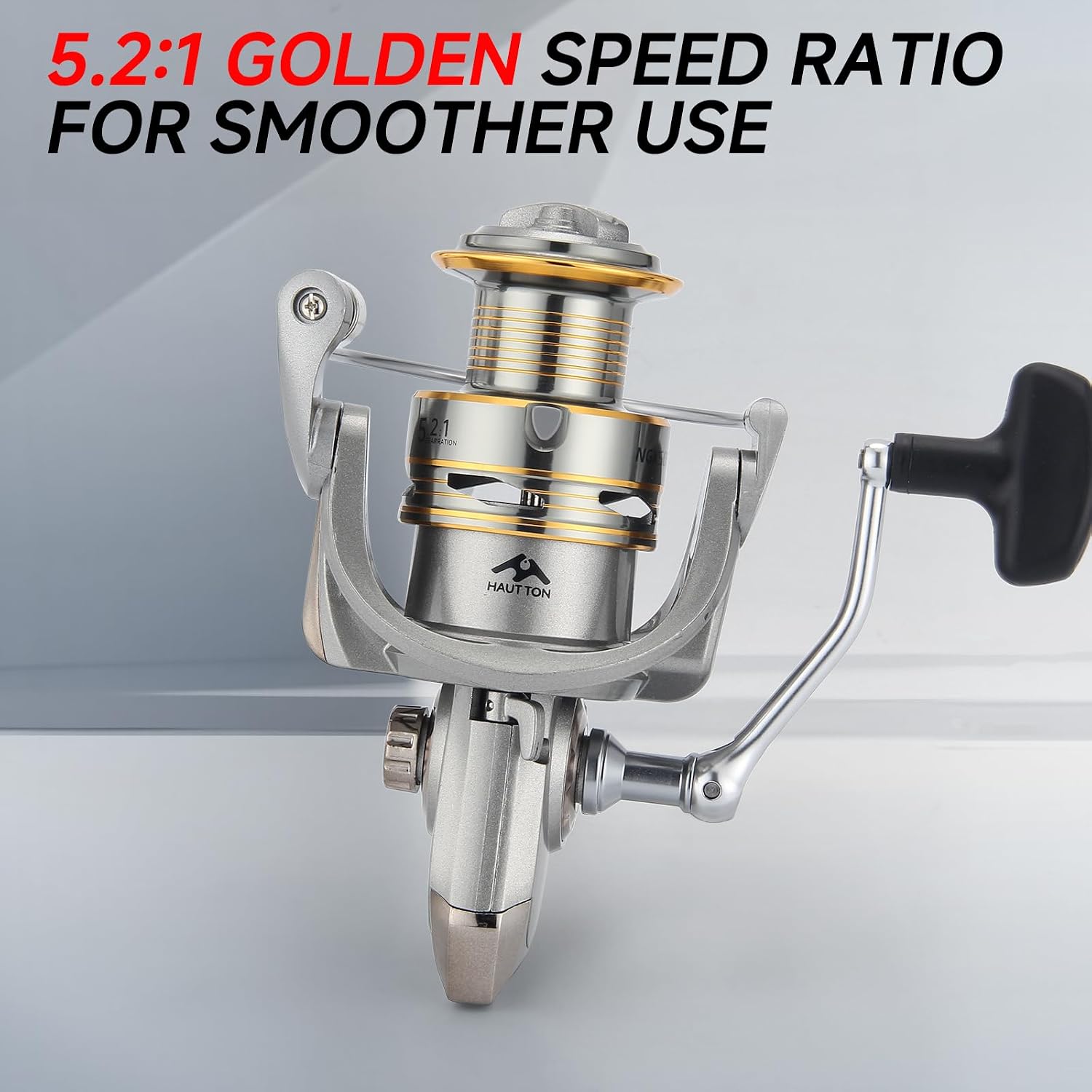 HAUT TON Spinning Reel, 6+1BB Metal Surf Fishing Reels, 55lbs Max Drag