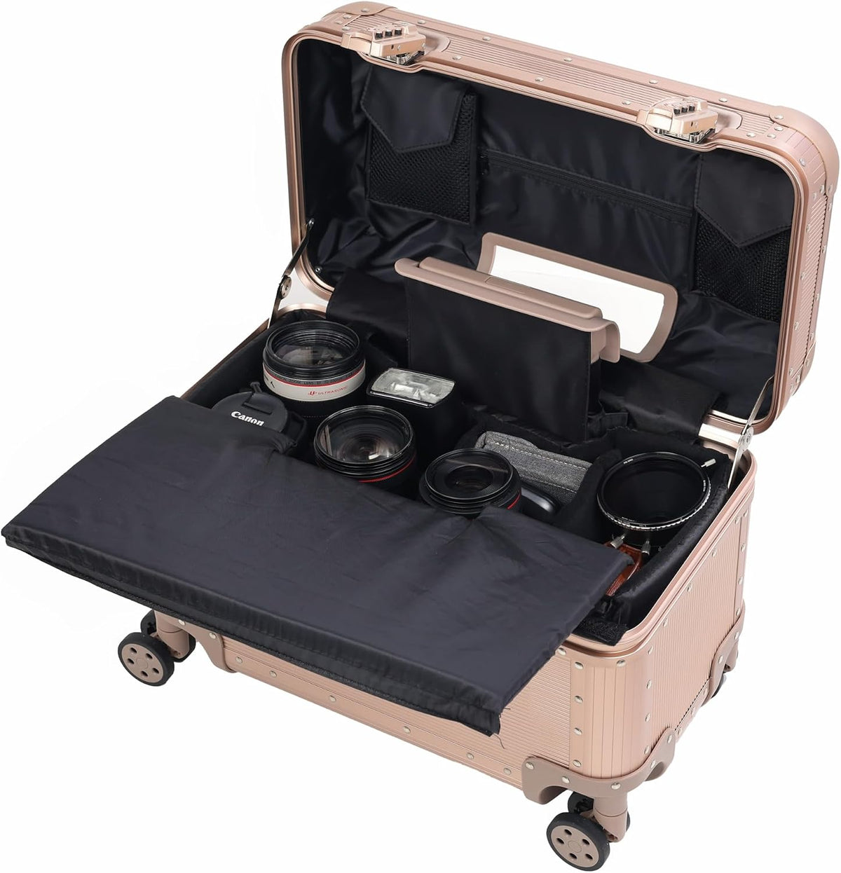 Full Aluminum Carry-On Rolling Camera Bag