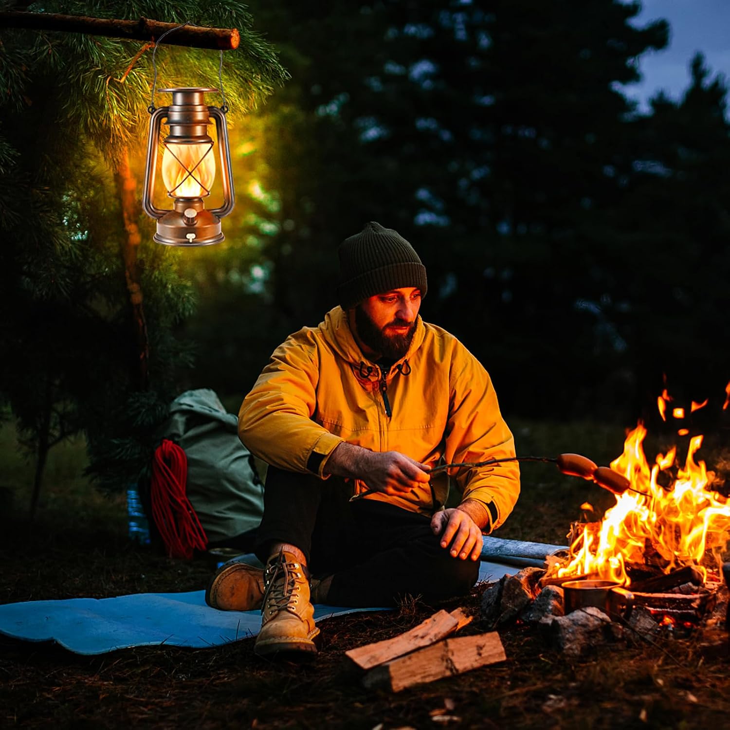 Solar Lantern Outdoor, Flickering Flame LED Vintage Lanterns 2Pack