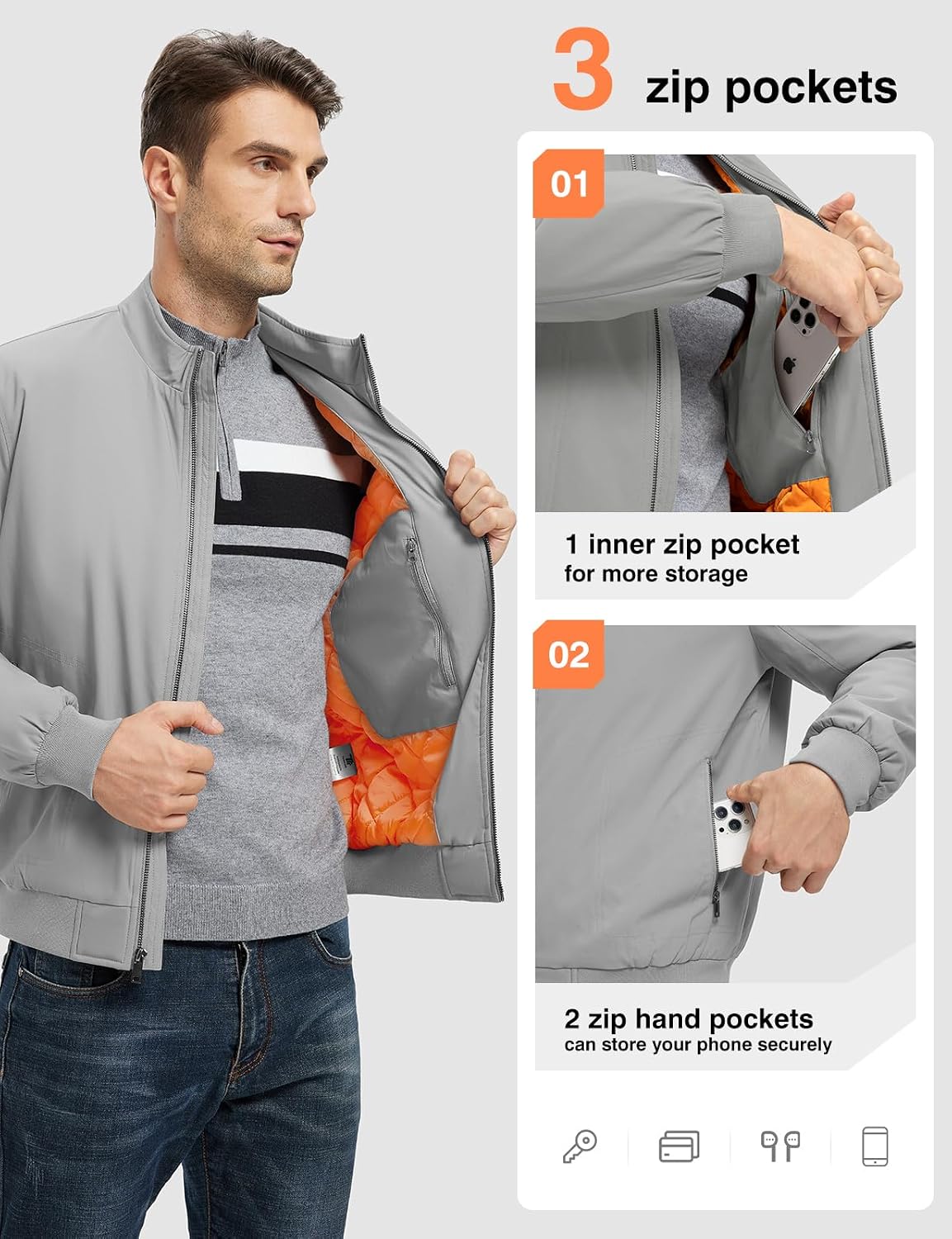 TBMPOY Men's Winter Jackets Bomber Padded Casual Windbreaker Warm Fall Coat