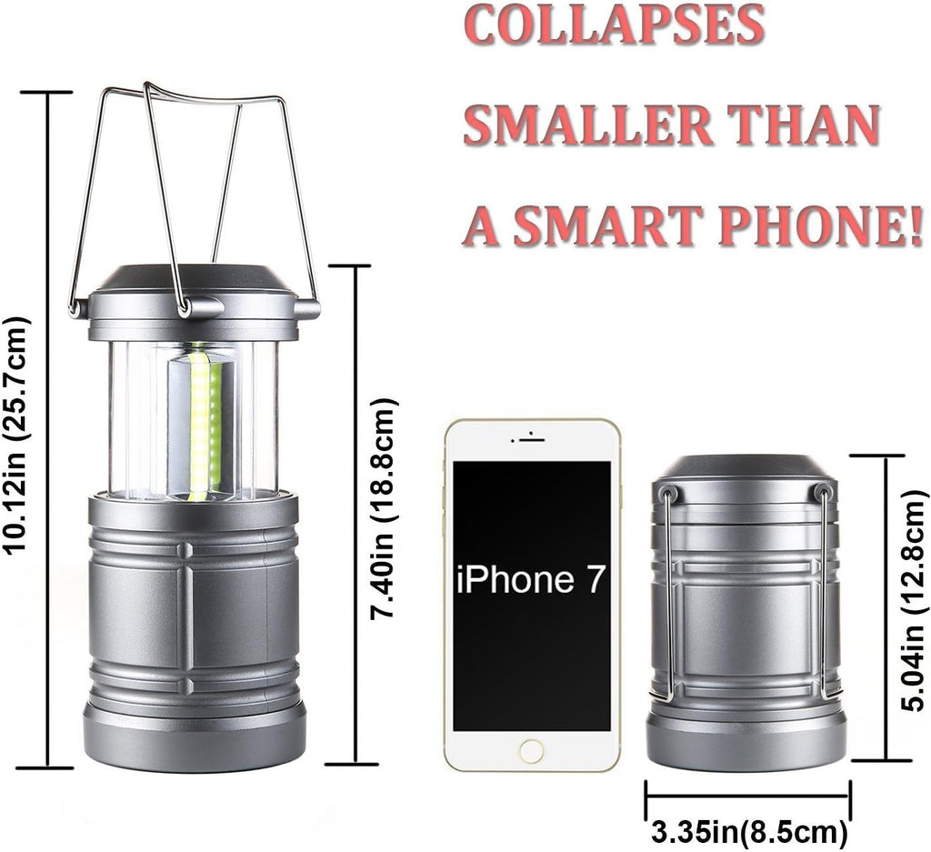 LED Camping Lantern Lights - 500 Lumens Collapsible Camping Lights - Power Outage Lantern Battery Powered for Emergency, Hurricane, Storms, 4 Pack