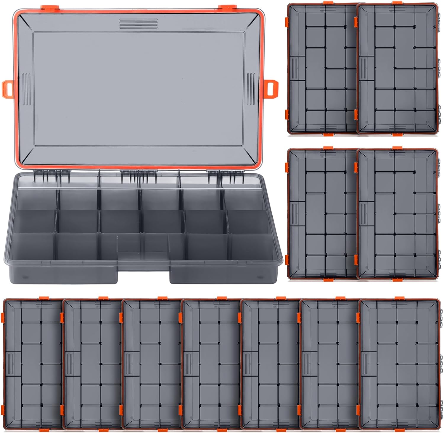 Wonderjune 6 Pack Fishing Tackle Box Waterproof 3600 Tackle Tray, Blue