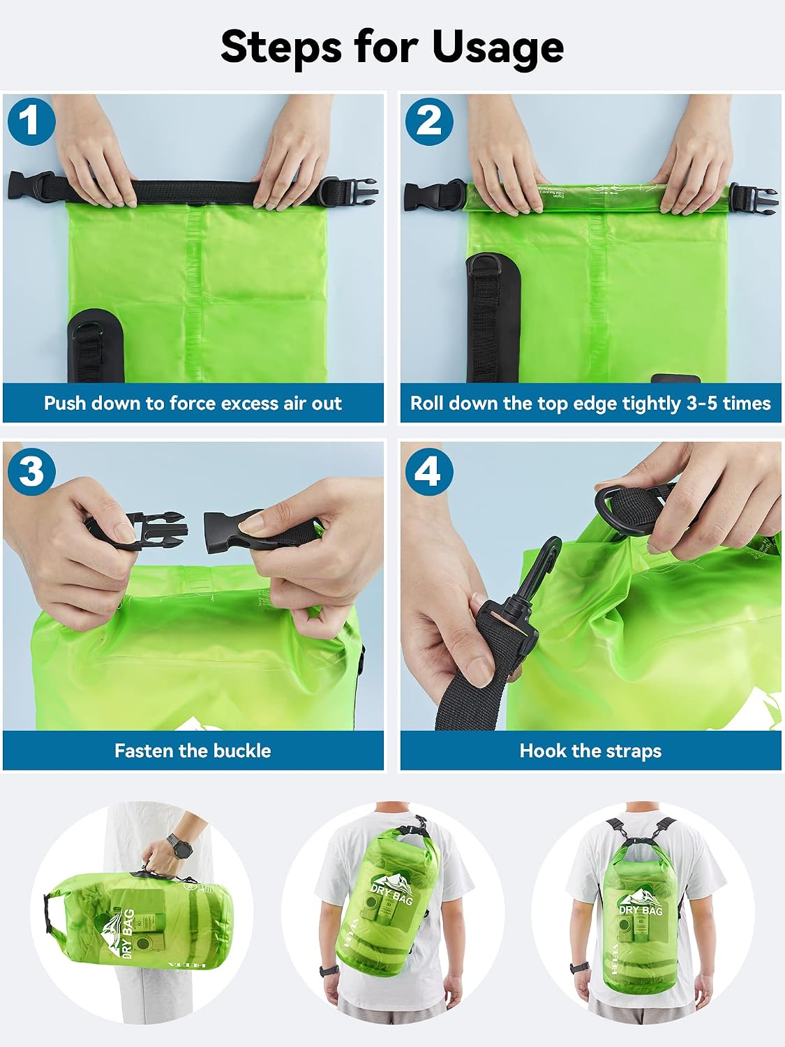 HEETA Dry Bag Waterproof Backpack with Phone Case 5L/10L/20L/30L/40L