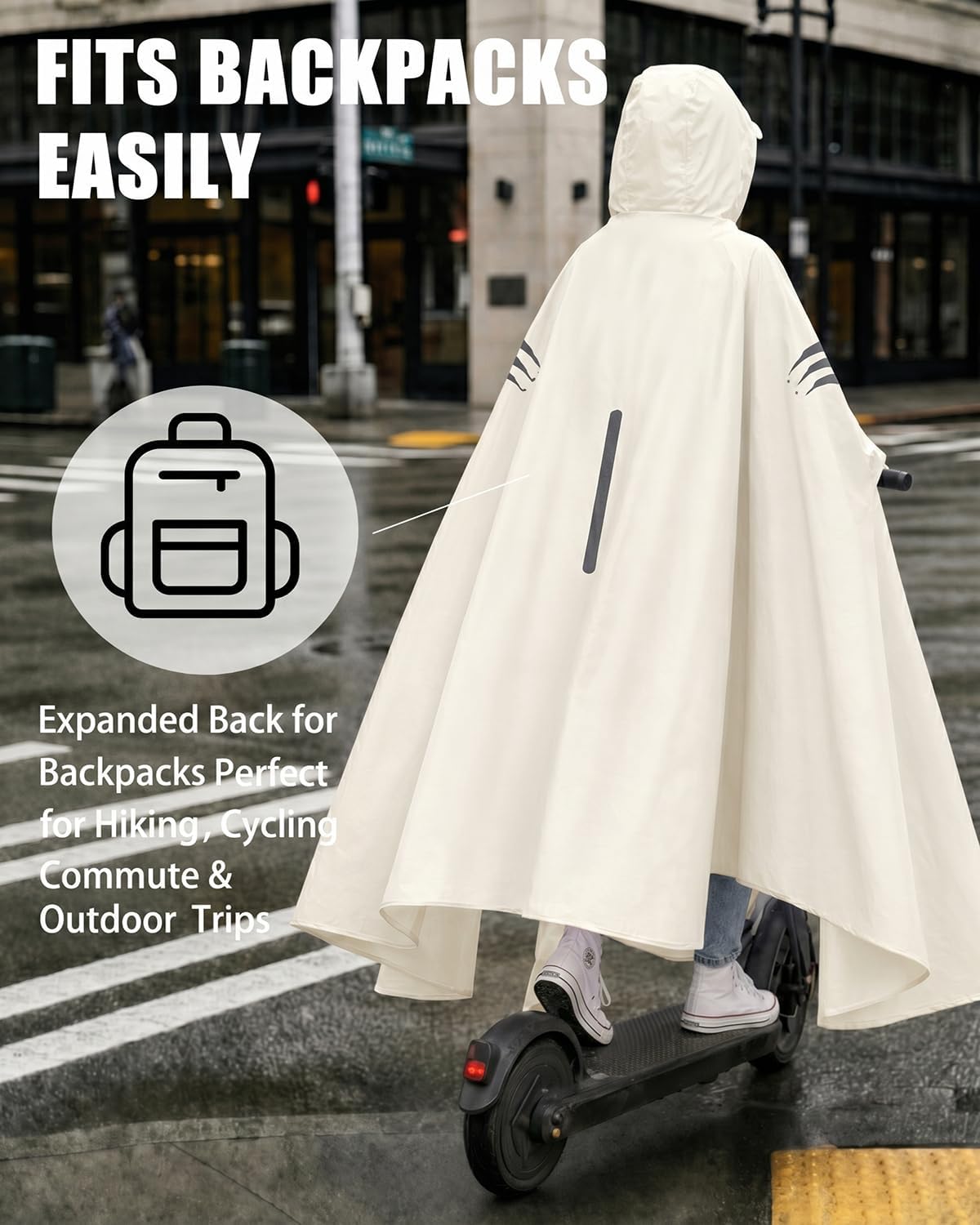 Rain Poncho Waterproof Full Body Long Hooded with Double-Face Visor Mask, Packable Raincoat for Cycling, Hiking