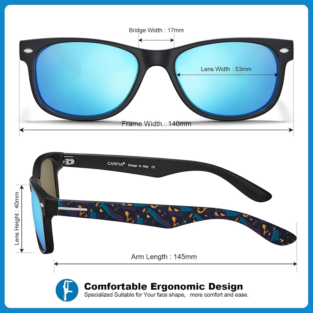 CARFIA Polarized Sunglasses Men Womens UV Protection,TR90 Lightweight Frame Sports Life Style Outdoor Running Sun Glasses