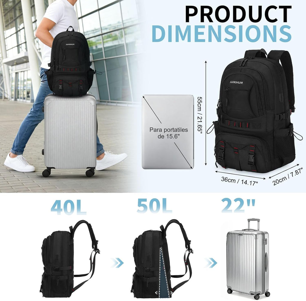 Hiking Daypack Camping Expandable Travel Backpack Men Women 50L