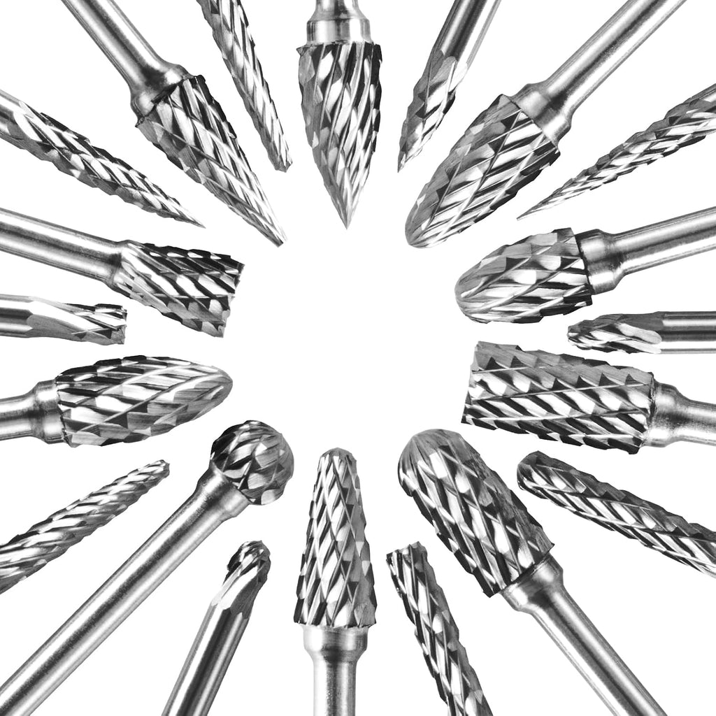 1/8"Shank Tungsten Carbide Burr Set,20PC Double Cut Die Grinder Rotary Tool