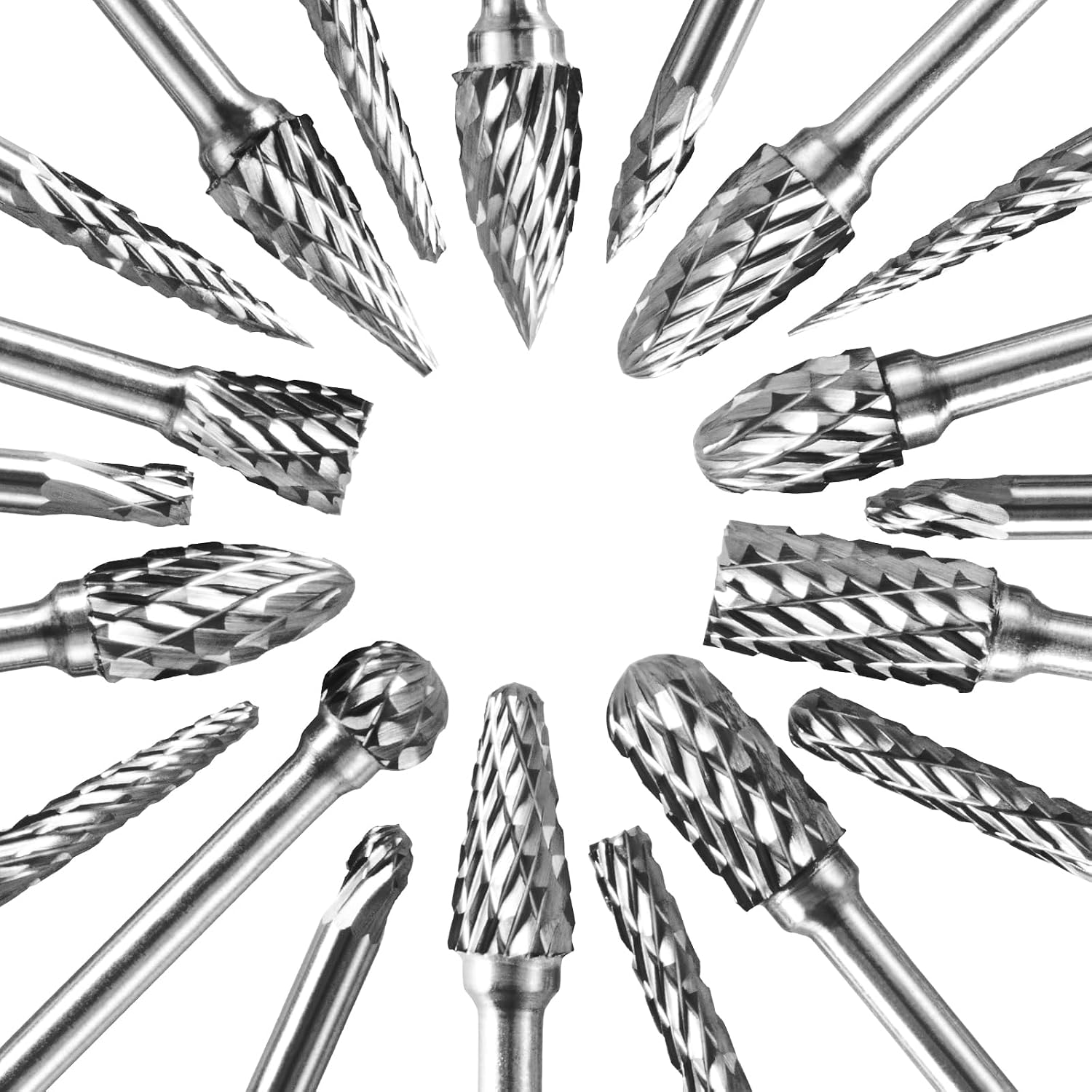 1/8"Shank Tungsten Carbide Burr Set,20PC Double Cut Die Grinder Rotary Tool