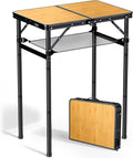 Anbte 2ft Folding Camping Table Max 29.5", 3 Adjustable Height, Yellow
