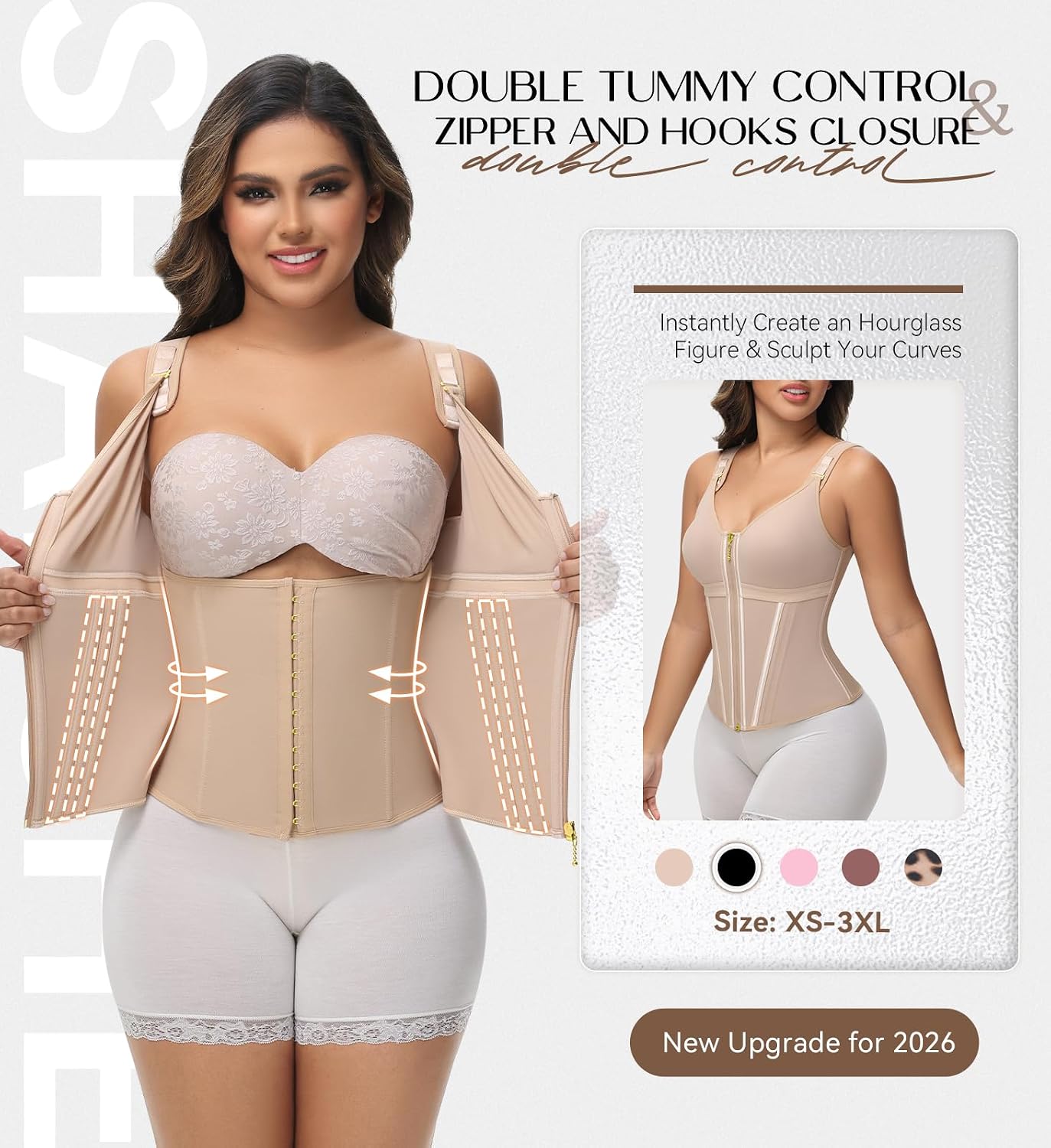 SHAPSHE Waist Trainer Corset for Women Tummy Control Body Shaper with Bra