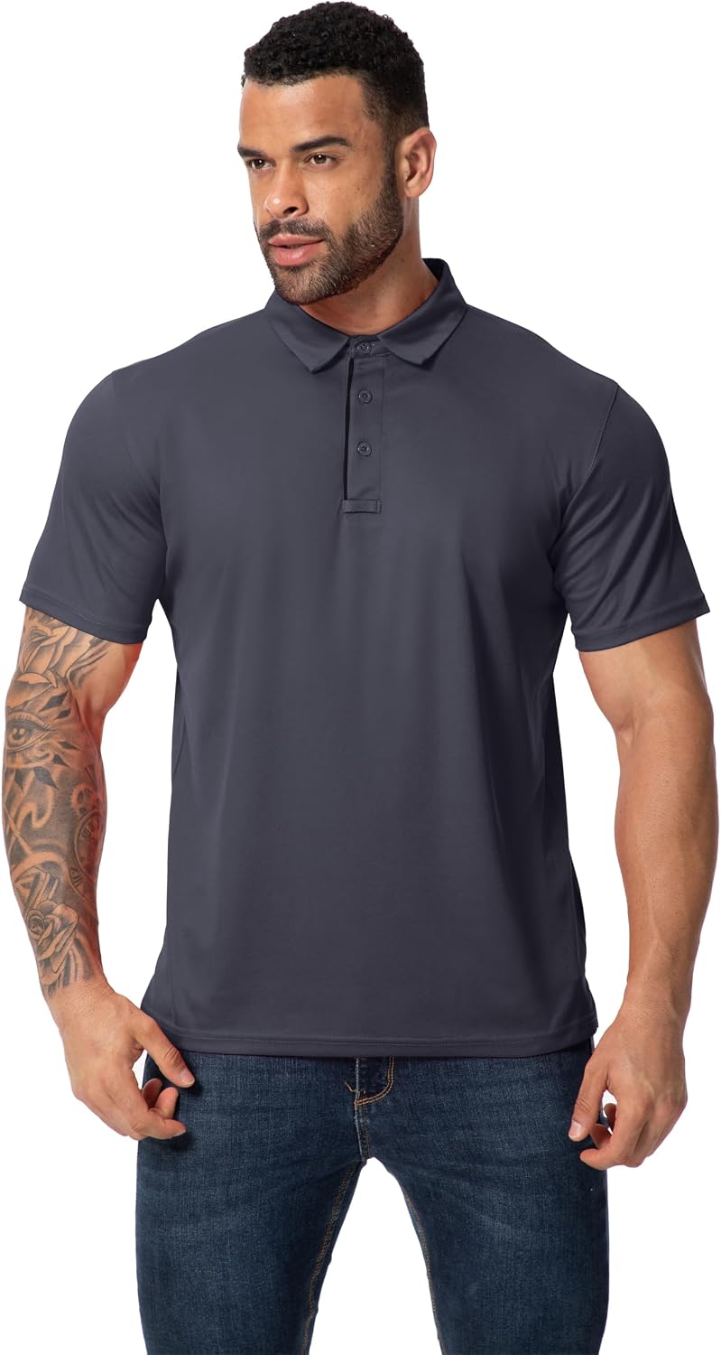 3 Pack Mens Golf Polo Shirt Short Sleeve Quick Dry Moisture Wicking