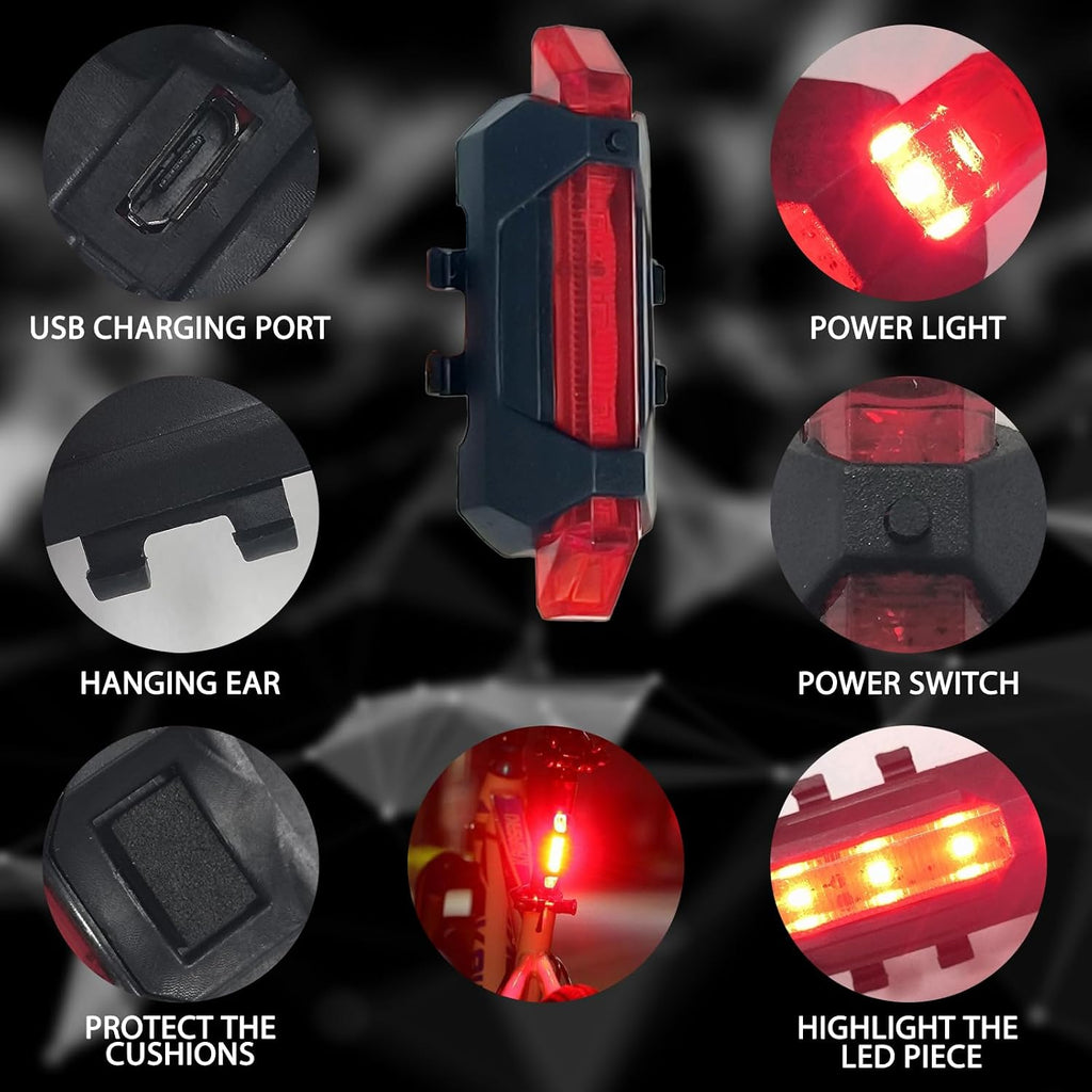 Super Bright Rechargeable Bike Light Set, 4+4 Modes,Powerful Bicycle Front Headlight and Back Taillight,18+ hrs, IPX6 Waterproof Bike Lights for Night Riding, Bike Light for Road Mountain Cycling