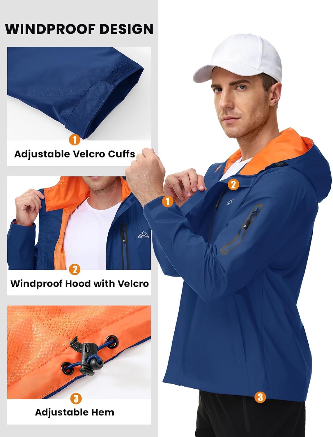 TBMPOY Men's Lightweight Rain Jackets Waterproof Raincoat with Hood