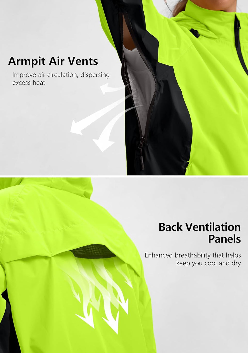 Bikewa Women's Cycling Rain Jackets Waterproof Windbreaker Lightweight Running Windproof Reflective Jacket Packable Hooded