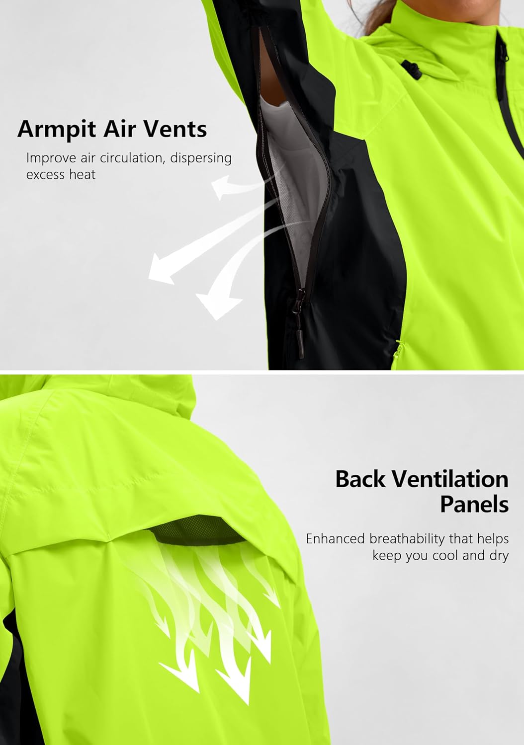 Bikewa Women's Cycling Rain Jackets Waterproof Windbreaker Lightweight Running Windproof Reflective Jacket Packable Hooded