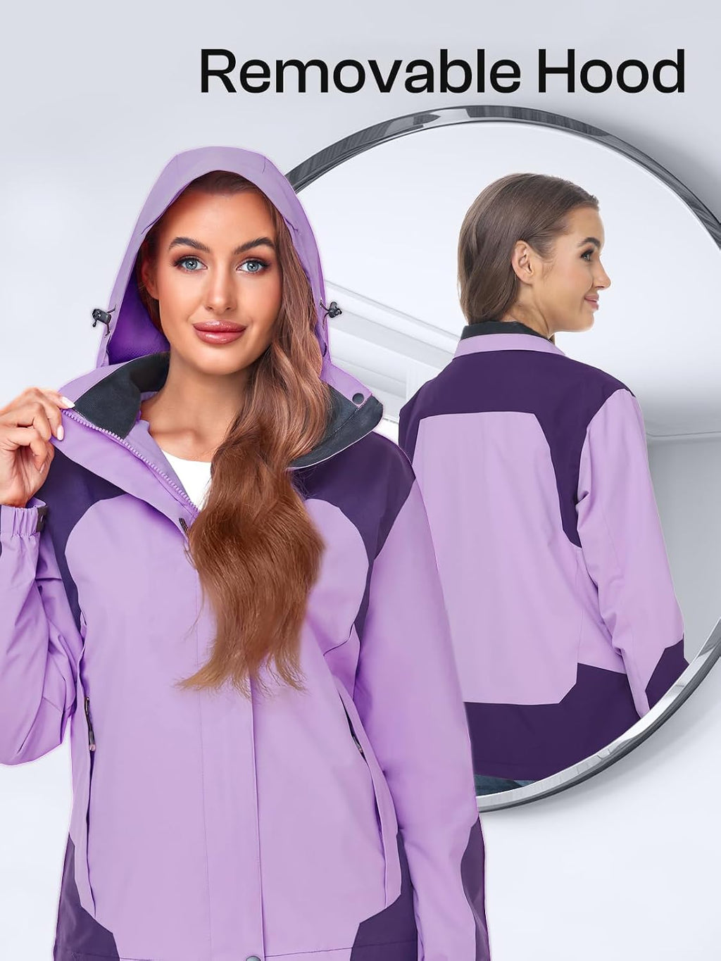 Womens Waterproof Rain jacket Lightweight Raincoat with Removable Hood