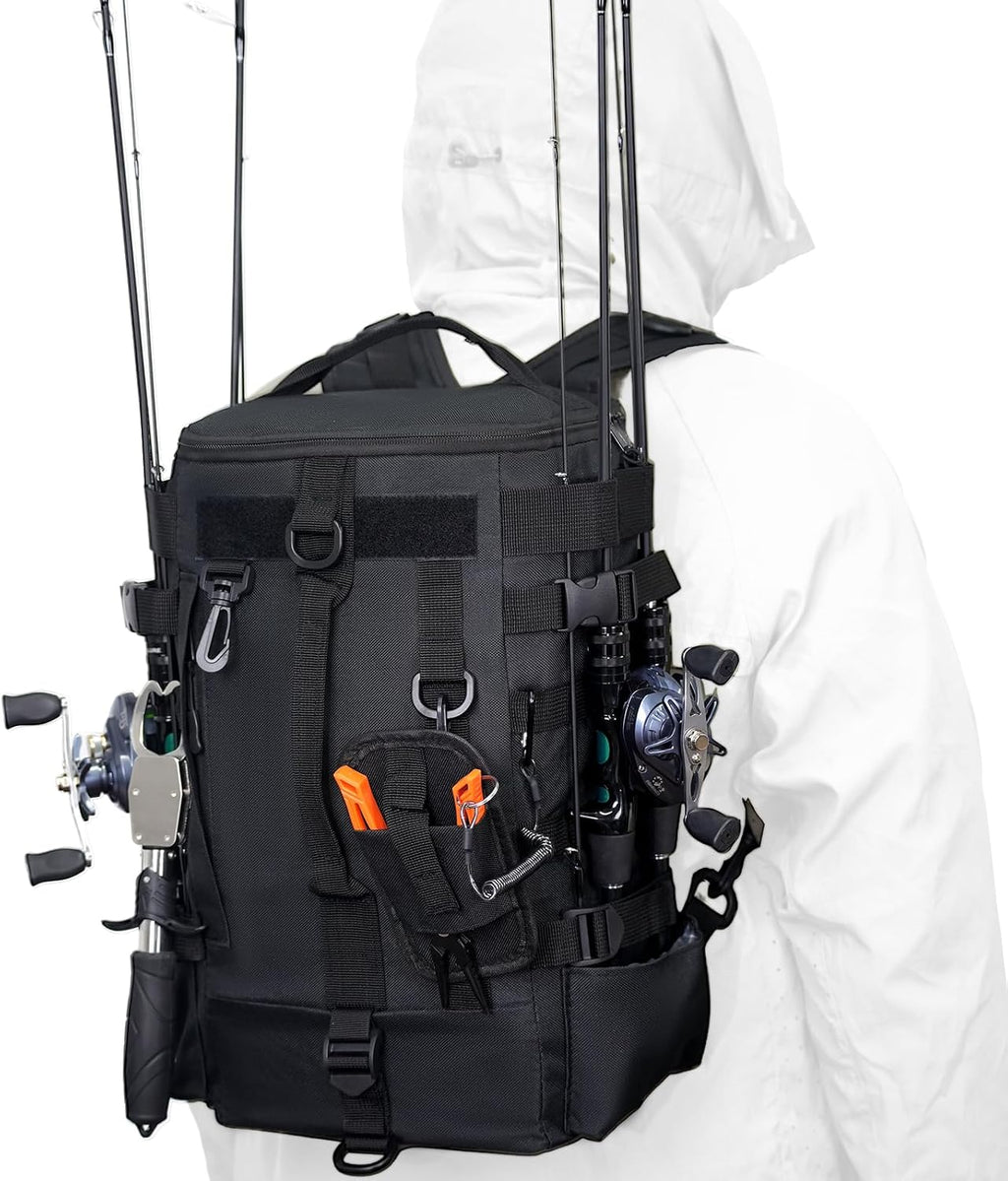 kokkoya Small Fishing Backpack with 2 Rod Holders, 16L Kayak Tackle Bag