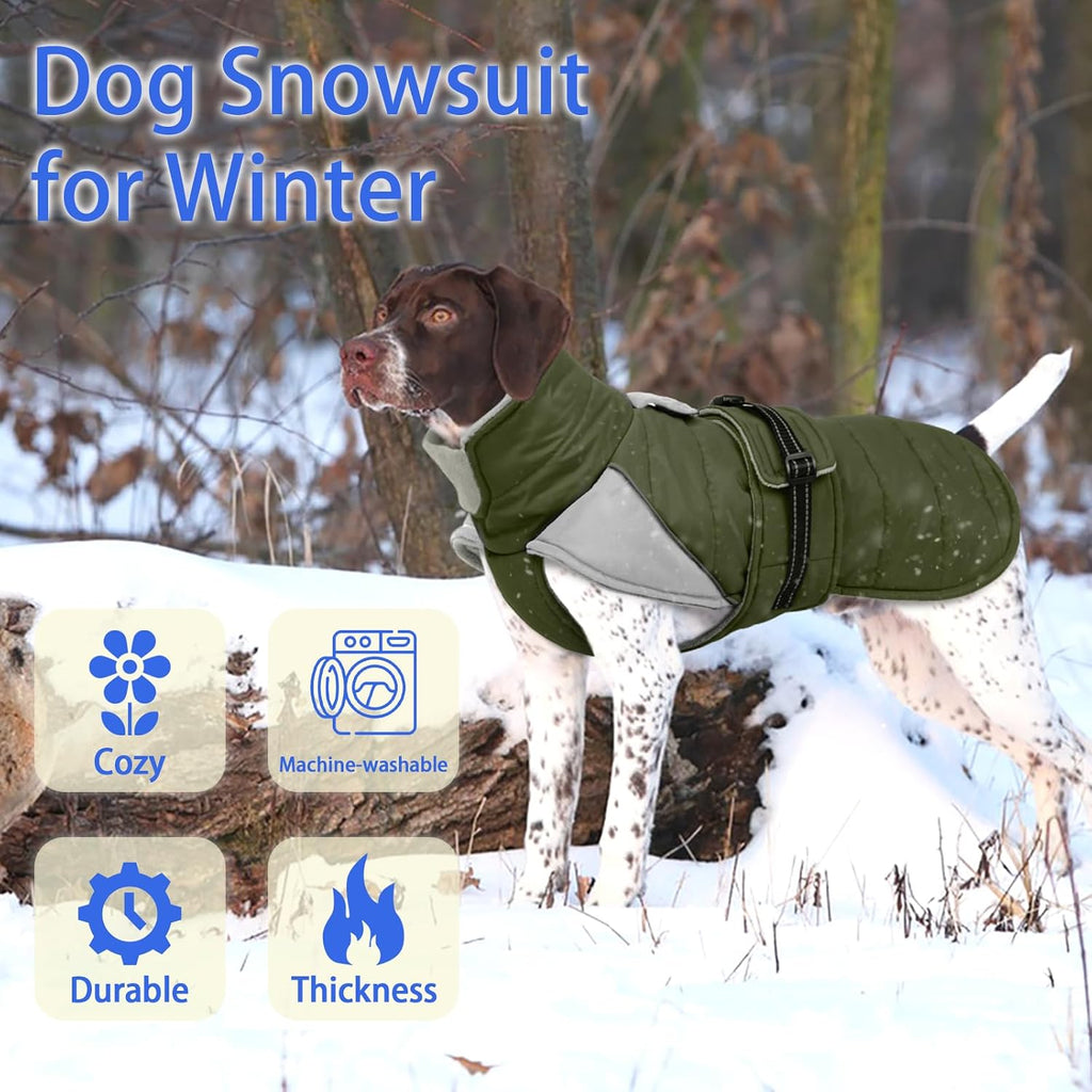 MIGOHI Cozy Small Dog Coat - Reflective Dog Coat for Small Dogs,Fleece Winter Coats Jacket for Dogs with Leash Hole,Snowproof Thick Puppy Clothes,Pomeranian,Chihuahua,XS,ArmyGreen