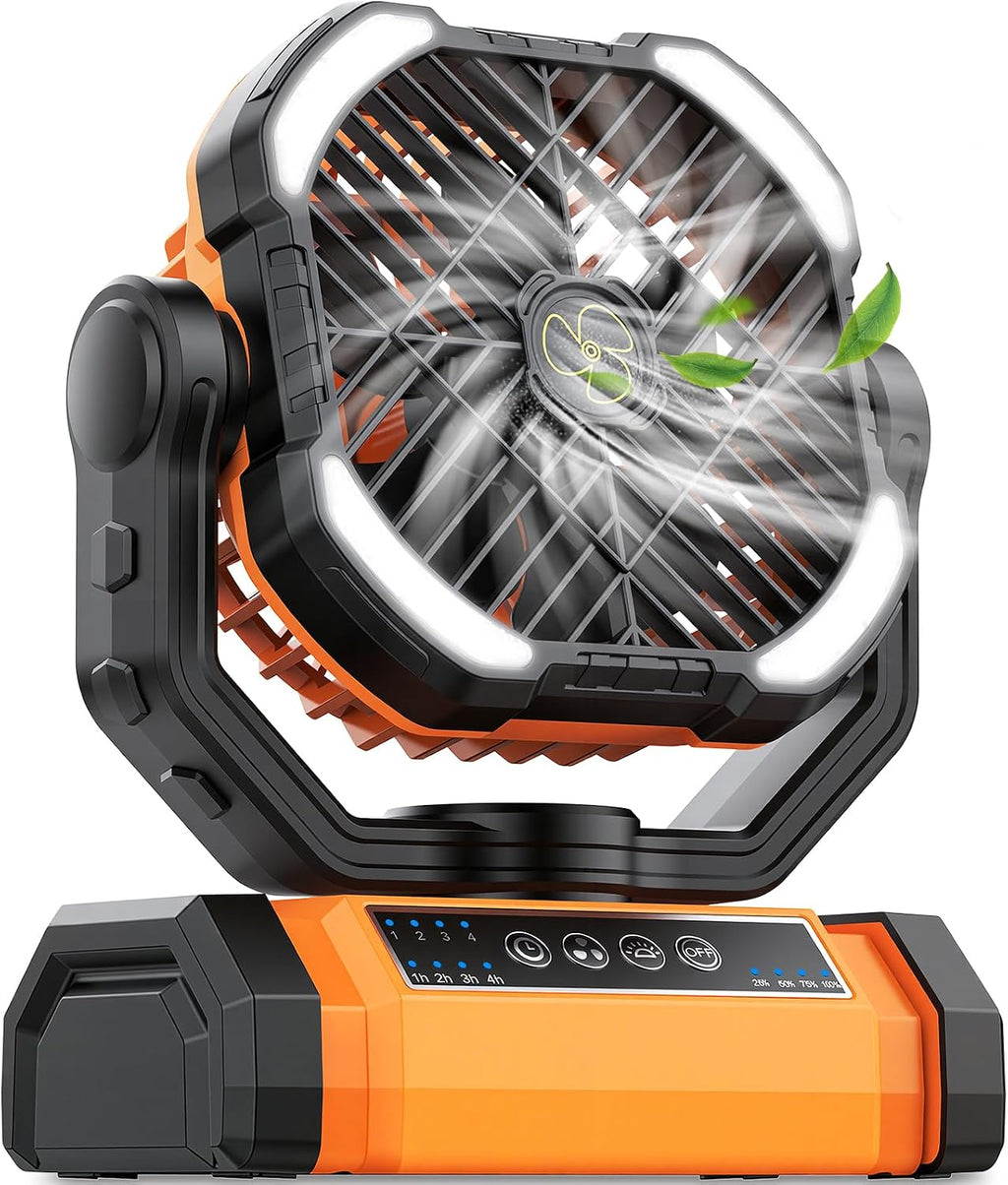 UUYEE Camping Fan Rechargeable, Battery Powered Fans - Orange